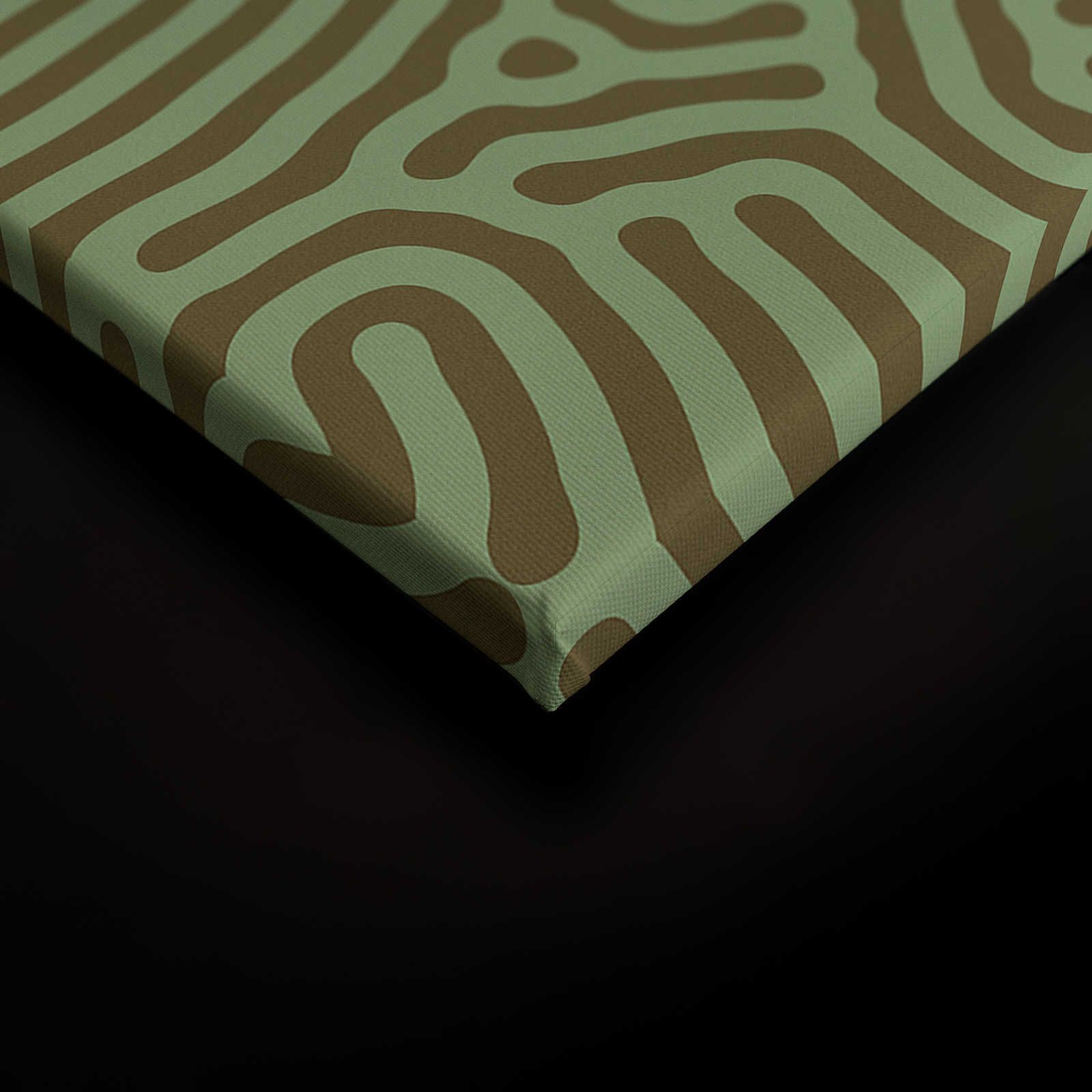             Sahel 1 - Grünes Leinwandbild Labyrinth Muster Salbeigrün – 0,90 m x 0,60 m
        