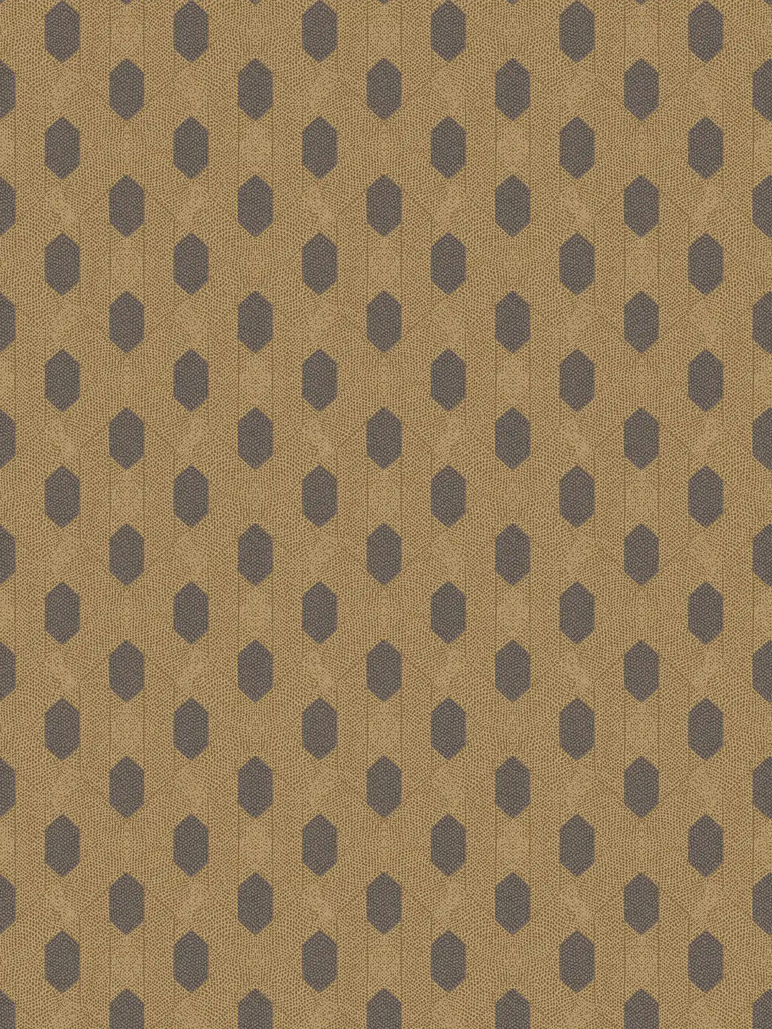 Vliestapete Gold mit geometrischem Muster – Braun, Gold, Schwarz
