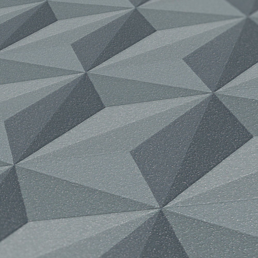             Vliestapete mit 3D-Effekt & geometrischem Muster – Schwarz
        