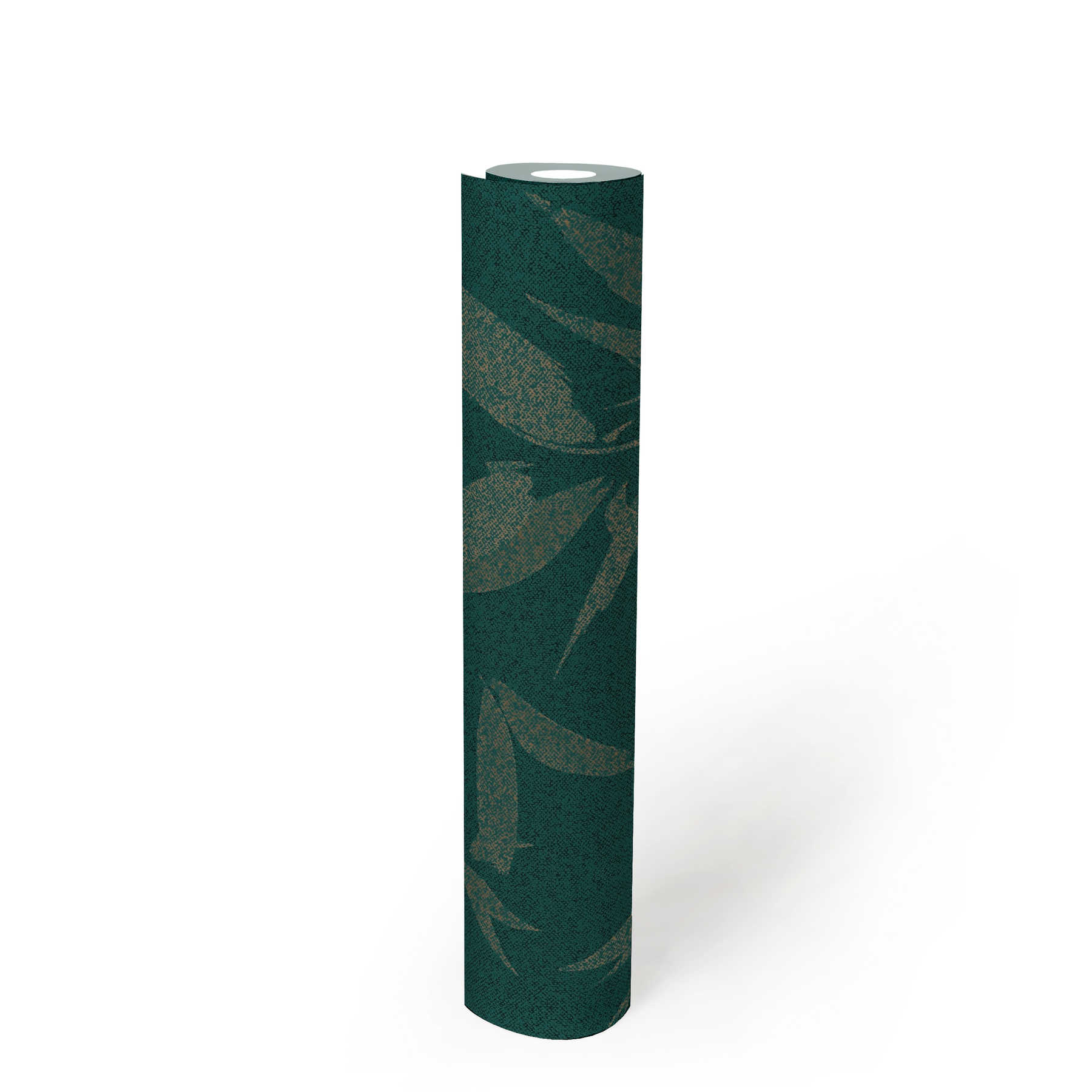            Blätter Tapete abstrakt mit Textiloptik – Grün, Beige
        