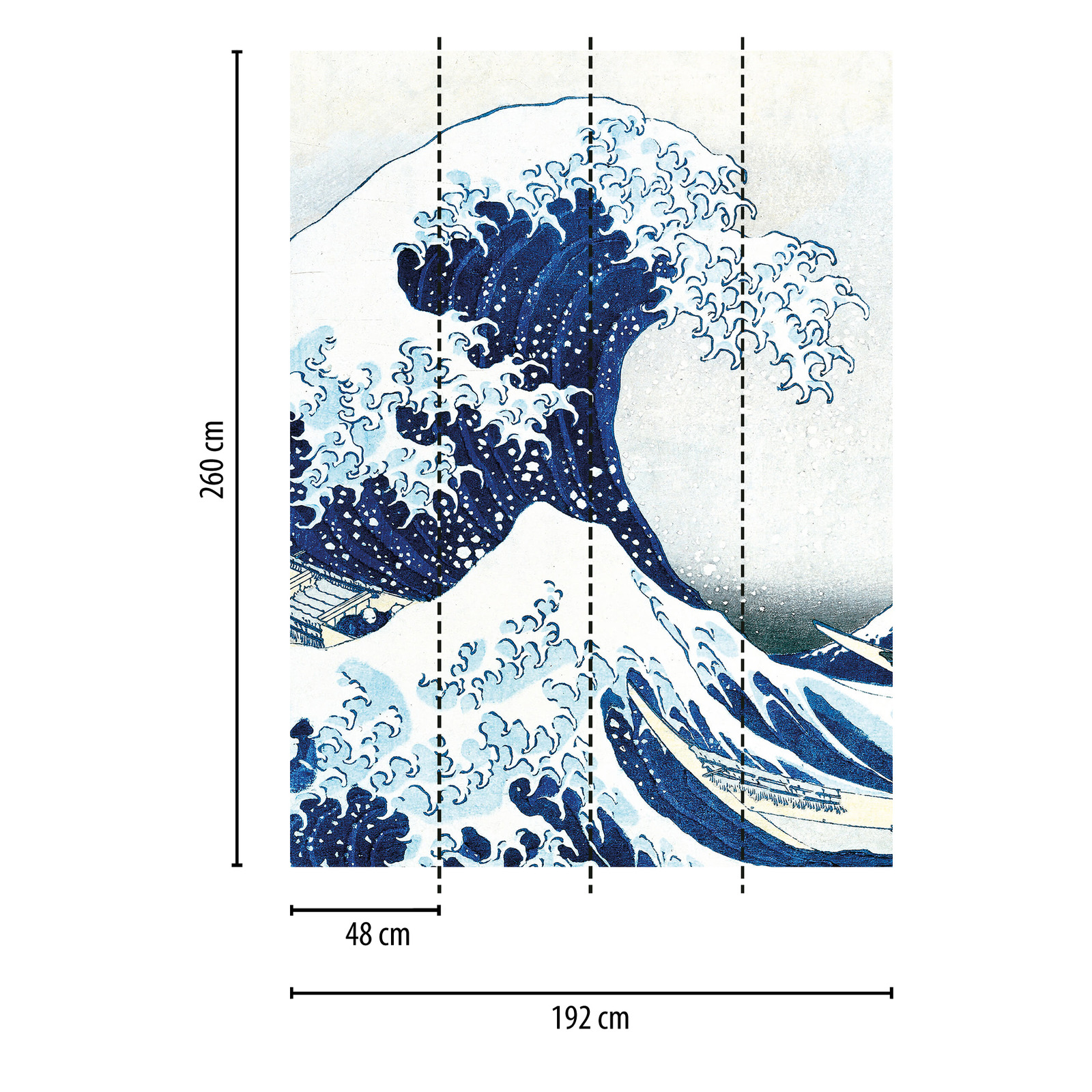             Fototapete schmal Welle gezeichnet in blau – Blau, Weiß
        