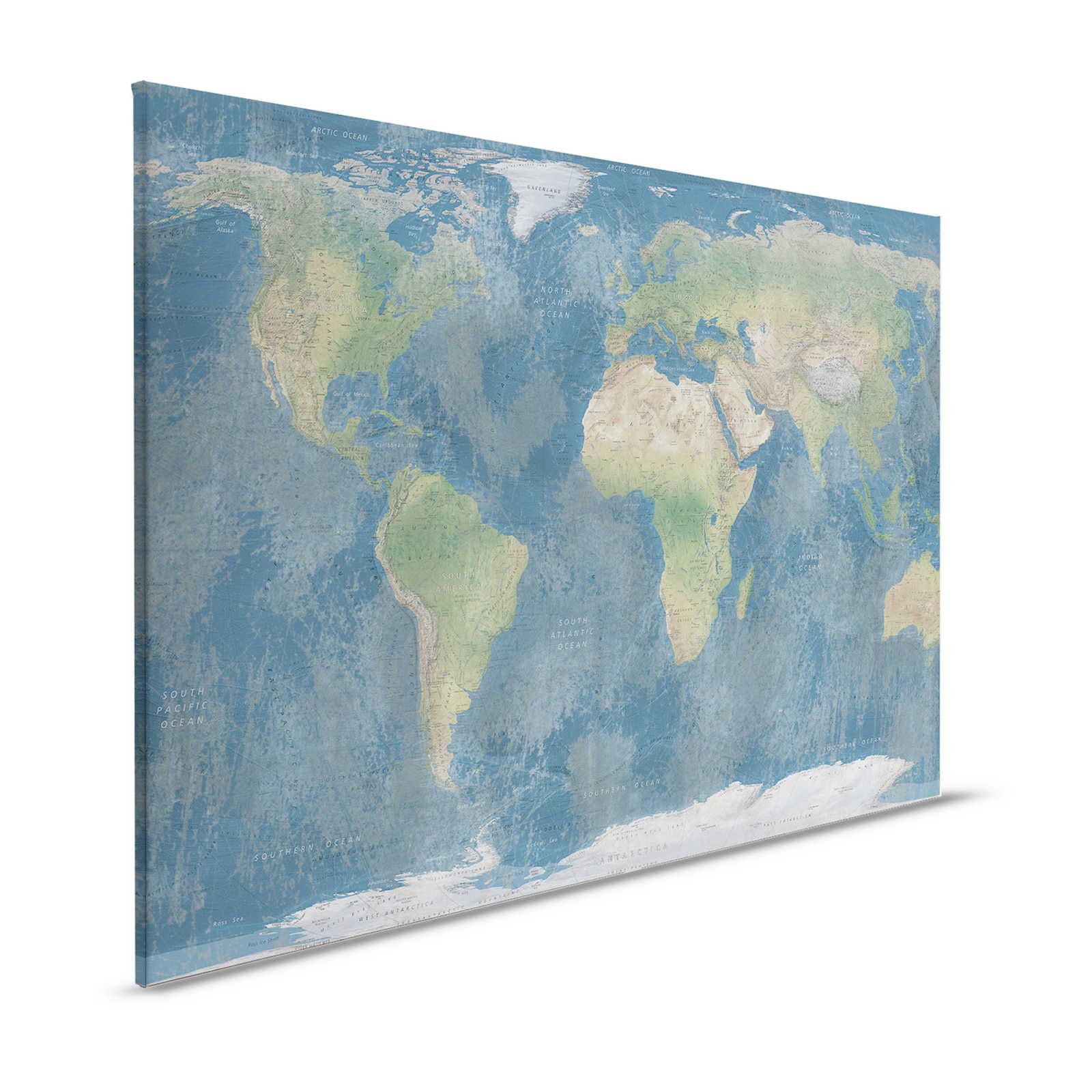 Leinwandbild Weltkarte in natürlicher Farbgebung – 1,20 m x 0,80 m
