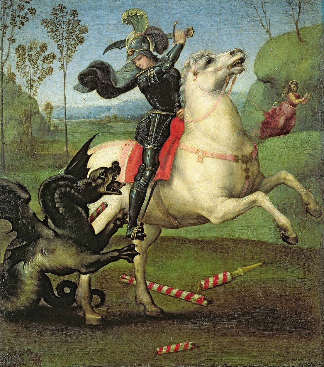             Fototapete "St. Georg im Kampf mit dem Drachen" von Raphael
        