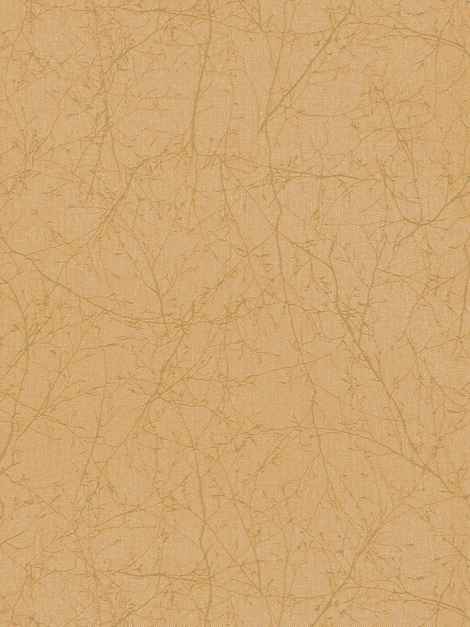 Vliestapete mit Ast-Muster und leichter Struktur – Gold, Gelb
