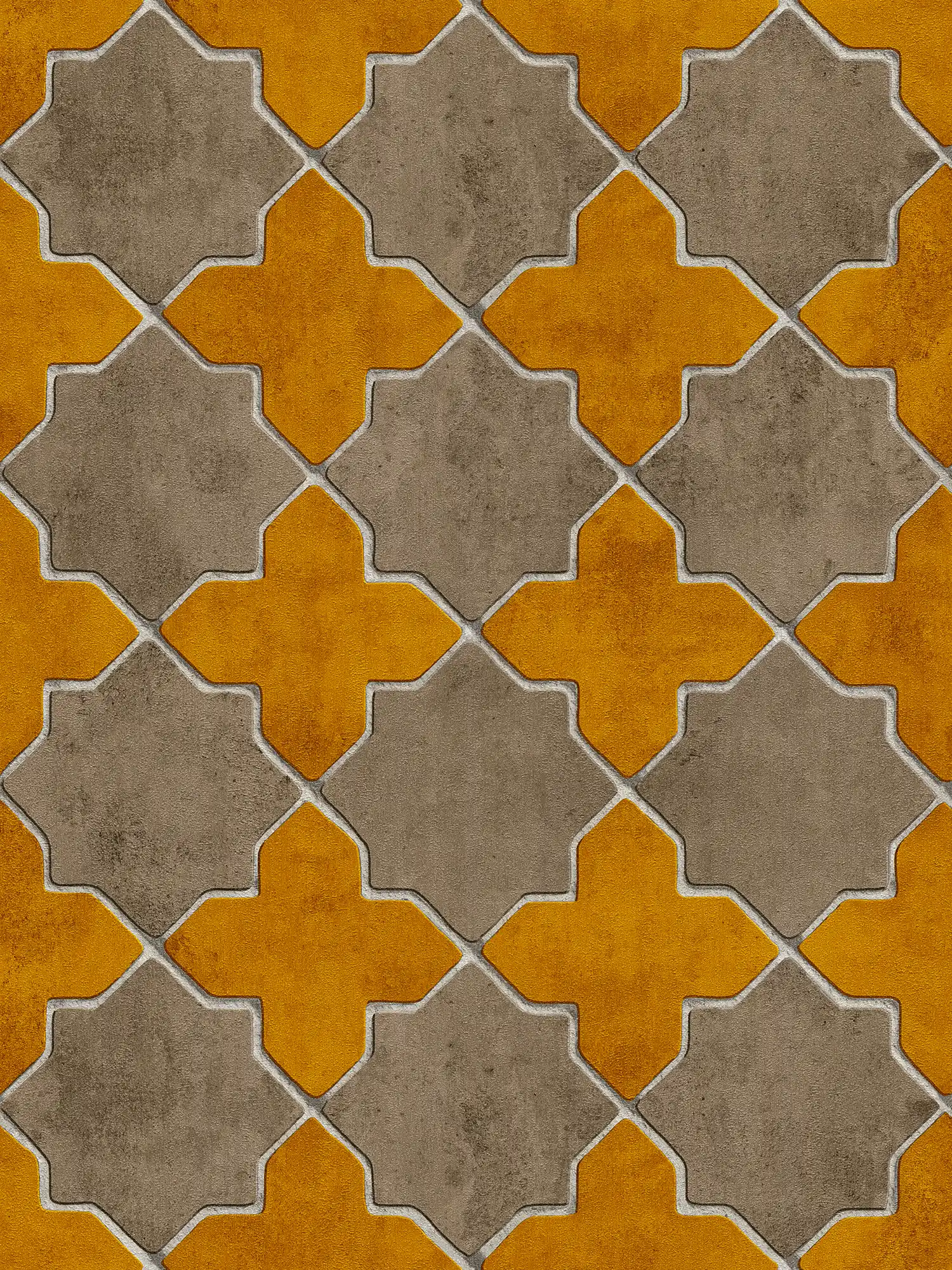         Fliesen-Optik Tapete marokkanisch – Gelb, Beige, Creme
    