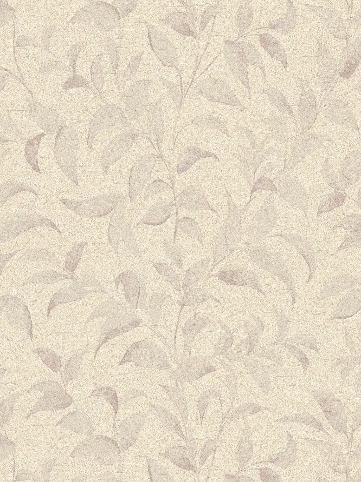 Florale Tapete mit Blättern schimmernd strukturiert – Grau, Silber
