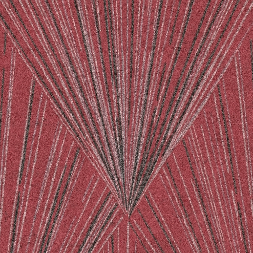             Tapete mit modernem Art Déco Muster & Metallic-Effekt – Metallic, Rot, Schwarz
        