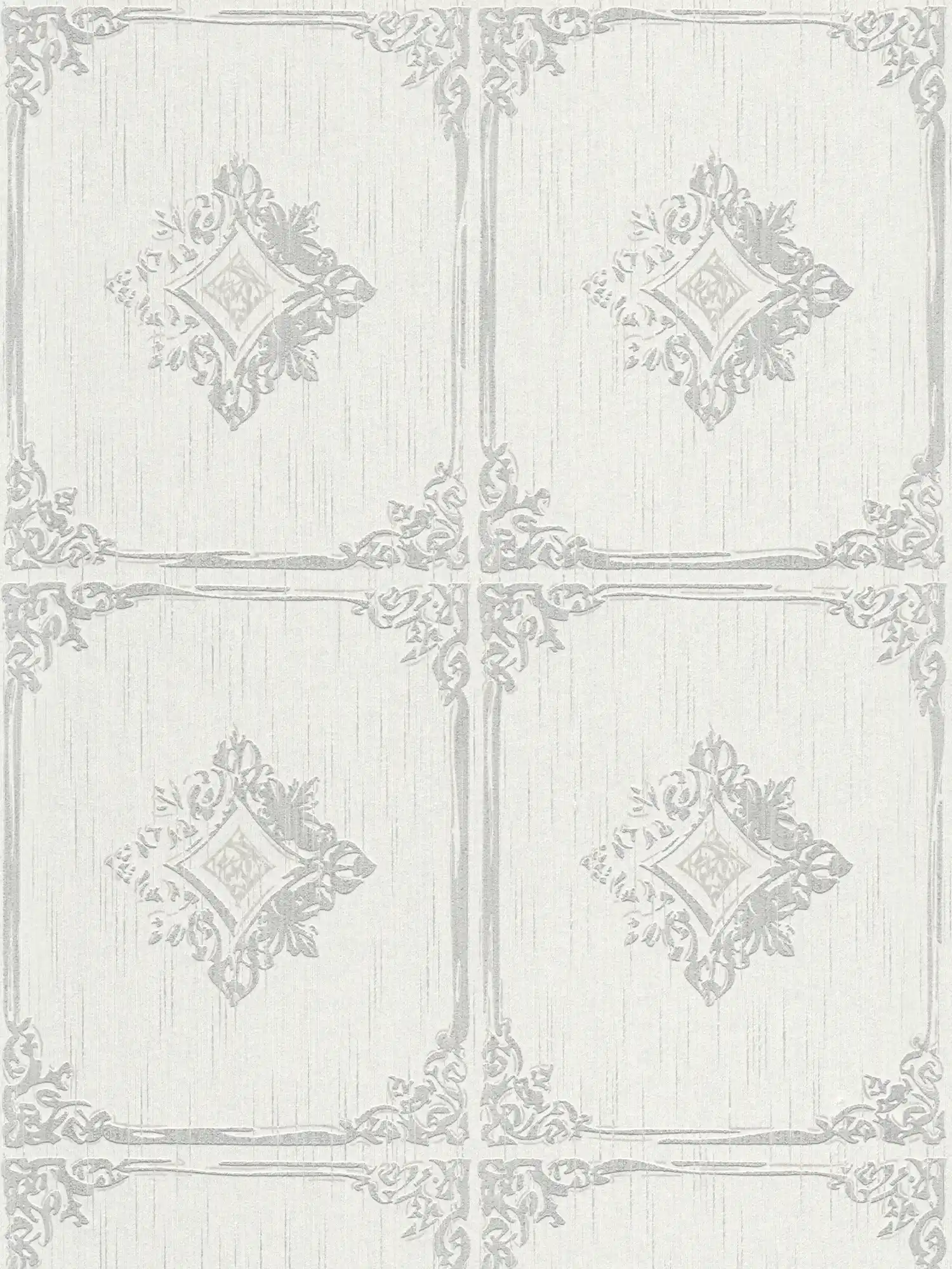         Tapete Vintage Stuck Design mit Ornament Kassetten – Grau, Weiß
    