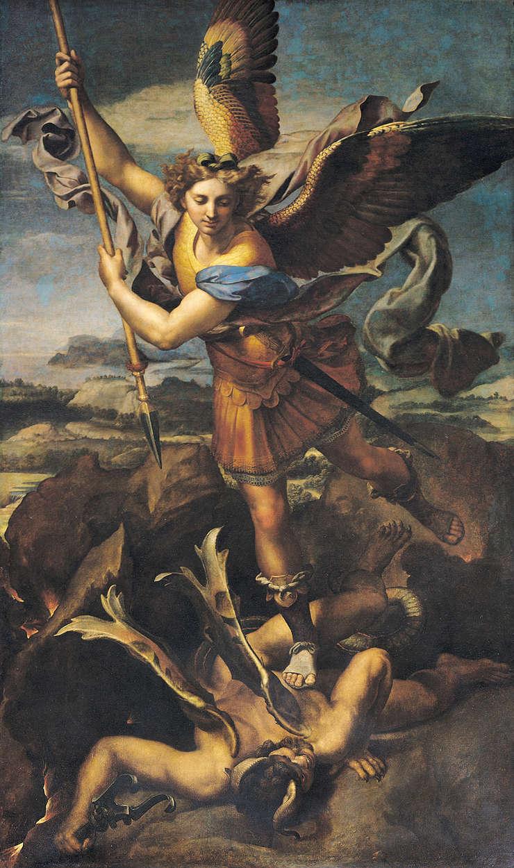             Fototapete "Der heilige Michael tötet den Dämon" von Raphael
        