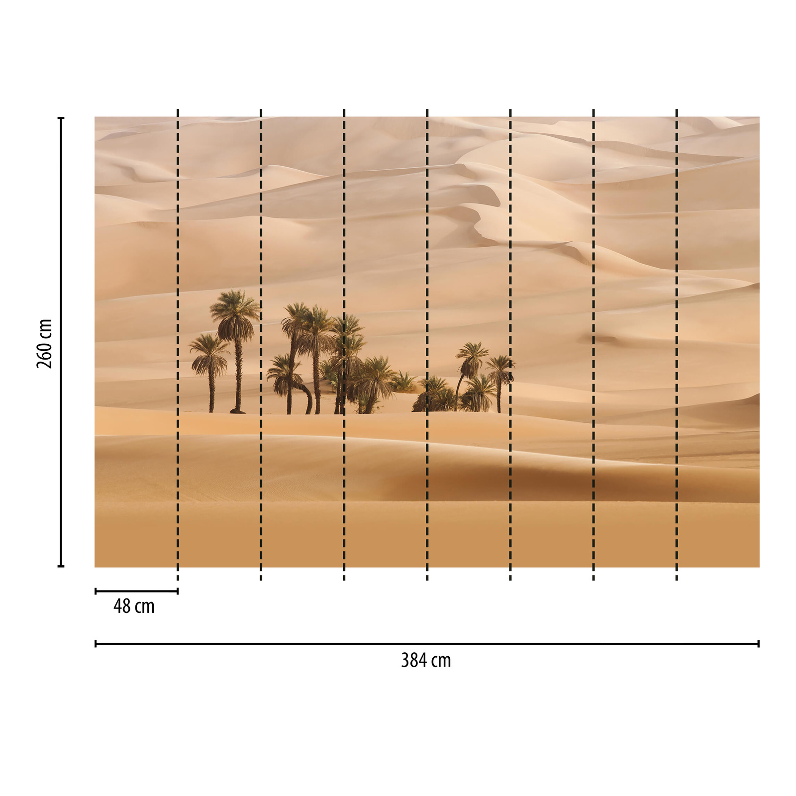             Fototapete Wüste mit Palmen – Beige
        