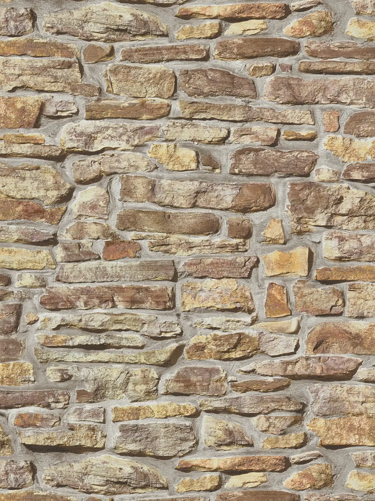 Vliestapete Naturstein Maueroptik – Beige, Gelb, Braun
