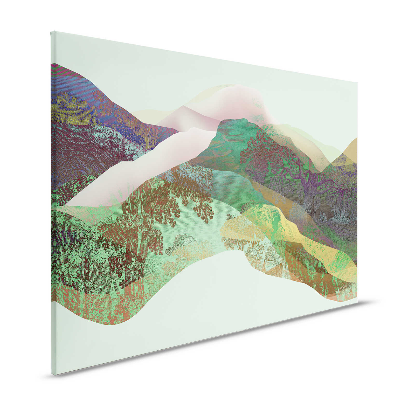 Magic Mountain 3 - Leinwandbild grüne Berge modernes Design – 1,20 m x 0,80 m
