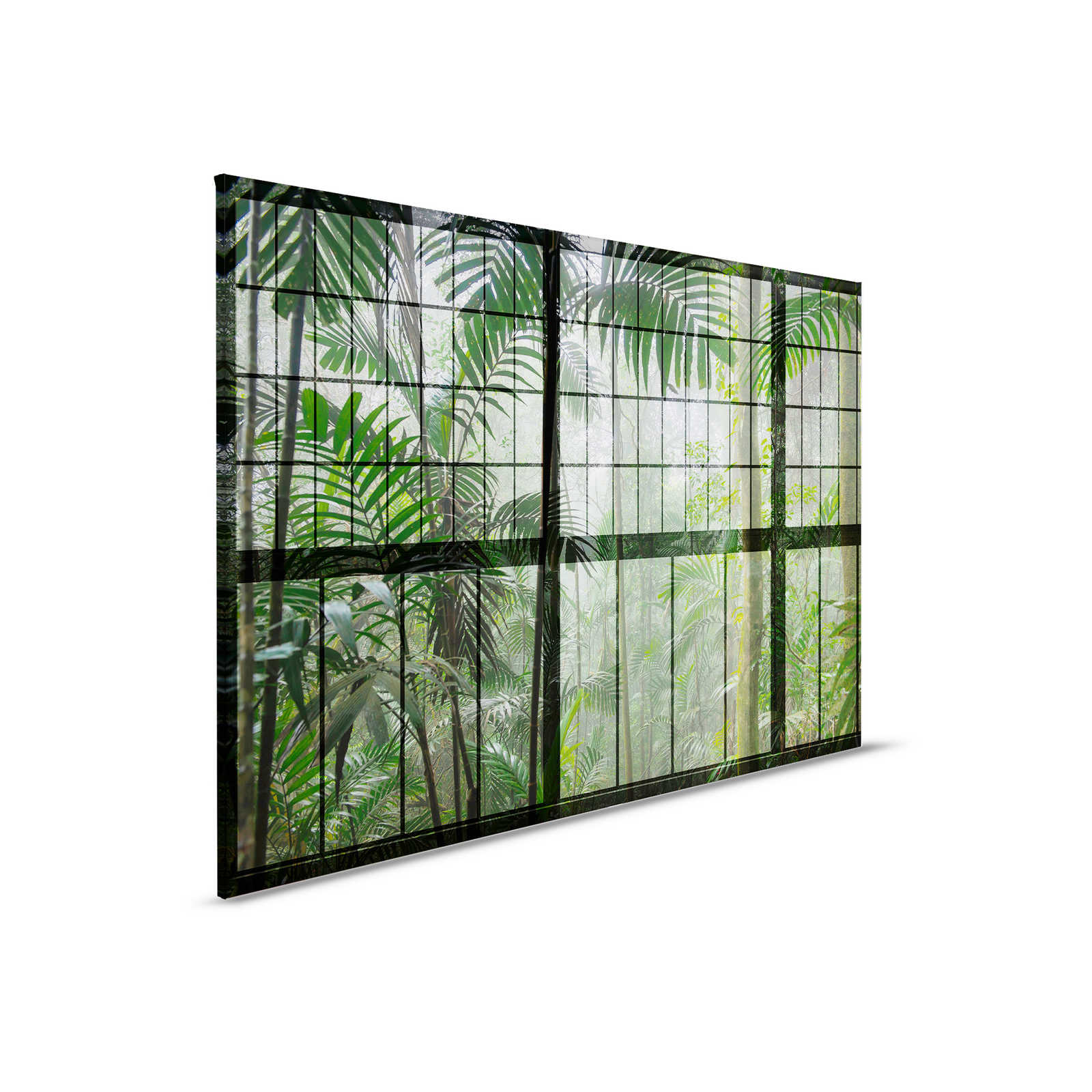         Rainforest 1 - Loftfenster Leinwandbild mit Dschungel Aussicht – 0,90 m x 0,60 m
    