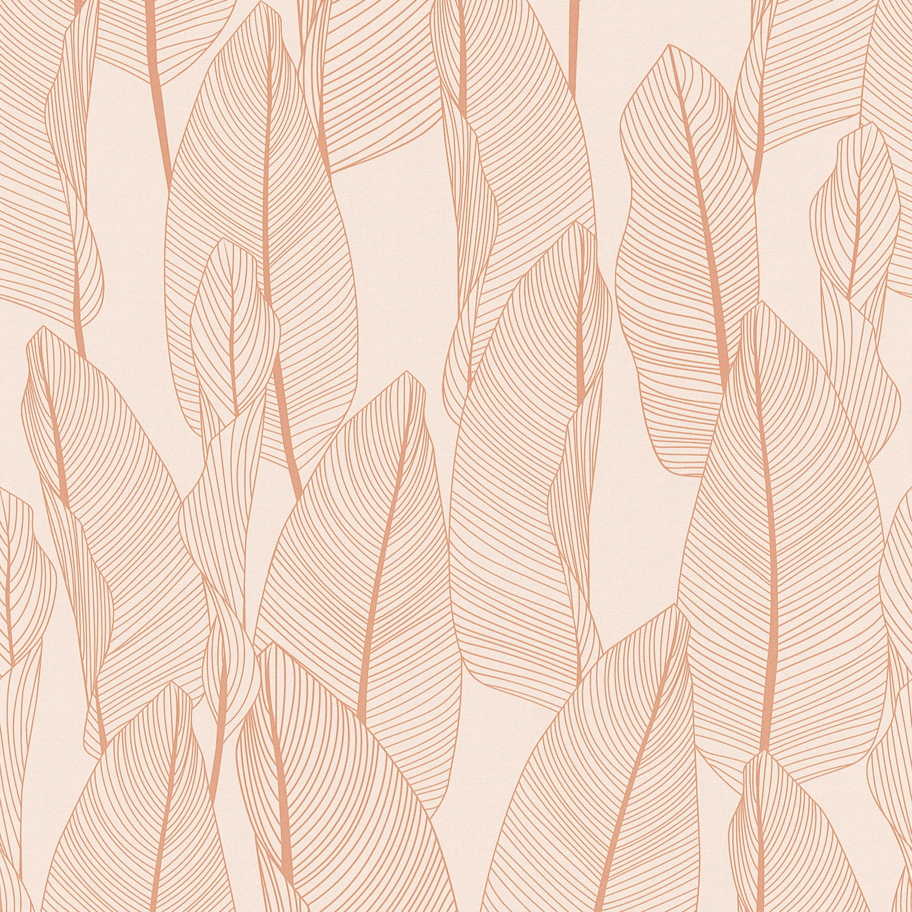 Vliestapete mit grafischem Blätter-Motiv – Rosa
