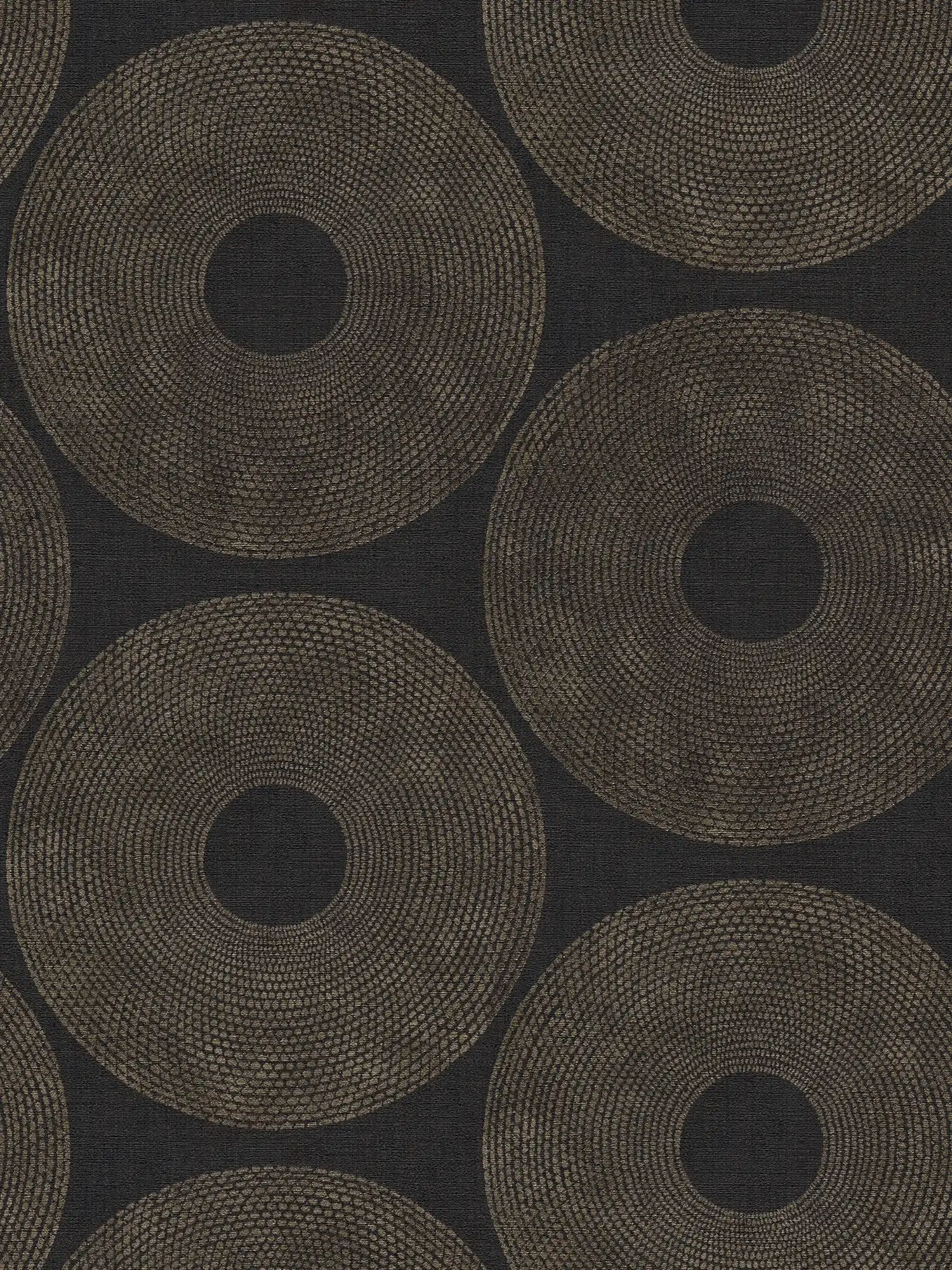         Ethno Tapete Kreise mit Strukturdesign – Grau, Braun
    