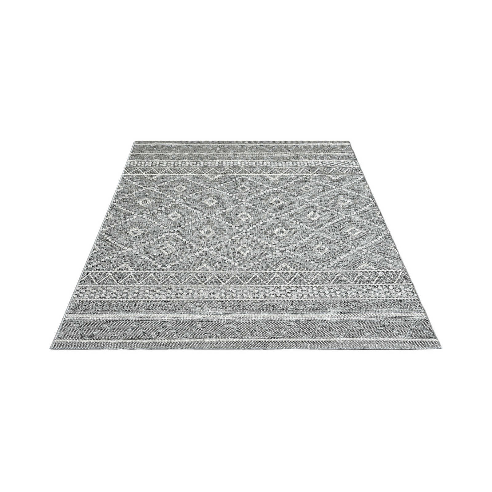 Bemusterter Outdoor Teppich in Grau – 220 x 160 cm
