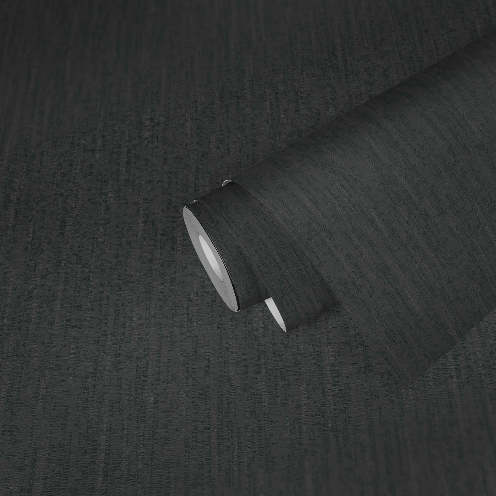             Schwarze Tapete mit Strukturdesign in Textiloptik & Glanzeffekt – Schwarz
        