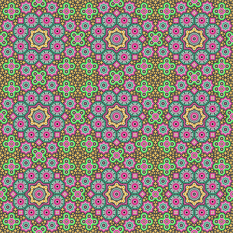        Muster Fototapete buntes Kaleidoskop – Gelb, Rosa
    