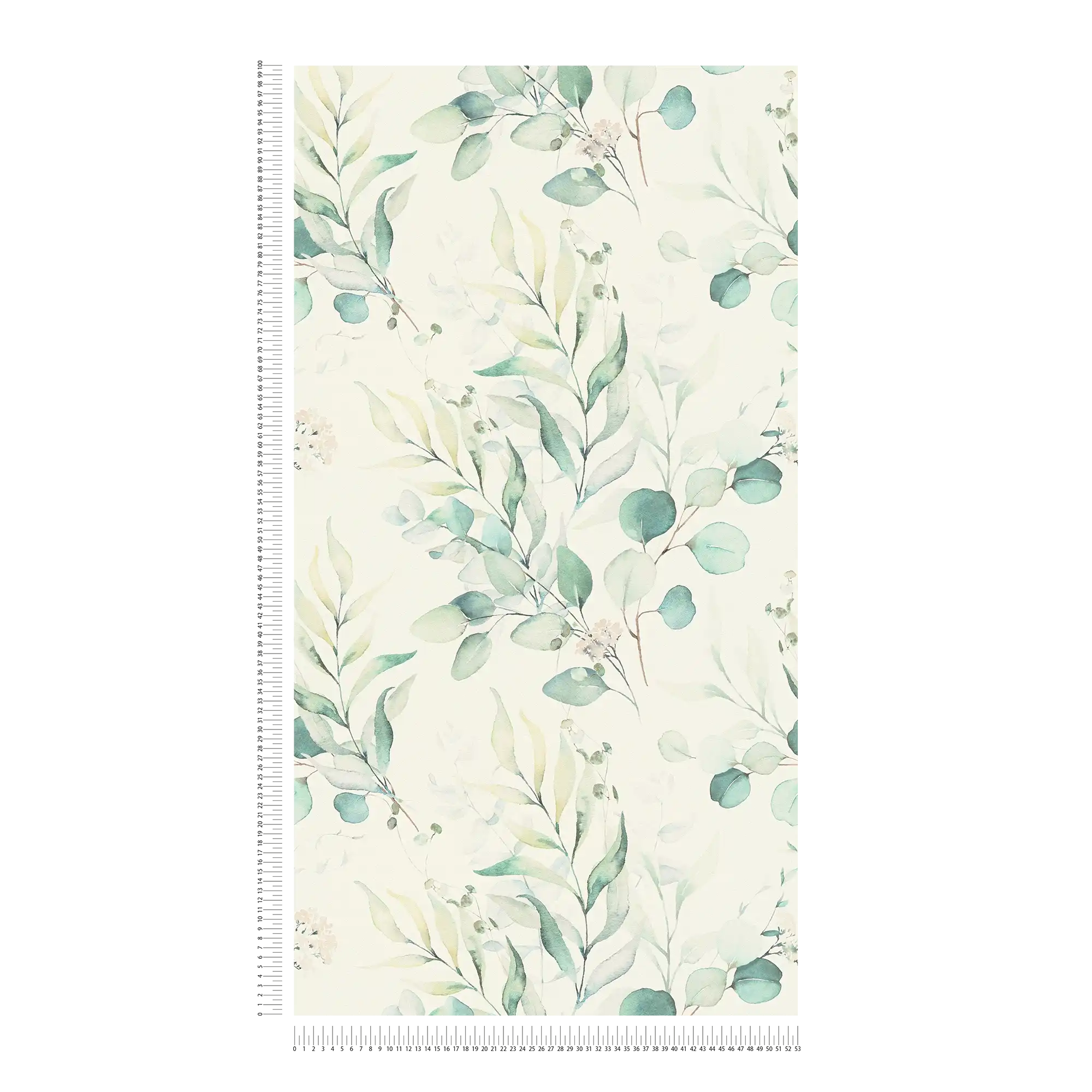             Vliestapete mit Aquarell Blättermuster im Wassermal-Stil – Creme, Grün
        