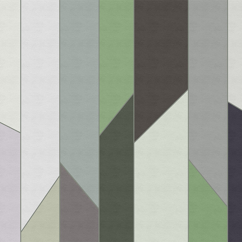 Geometry 3 - Streifen Fototapete in gerippter Struktur mit buntem Retro Design – Grün, Violett | Premium Glattvlies
