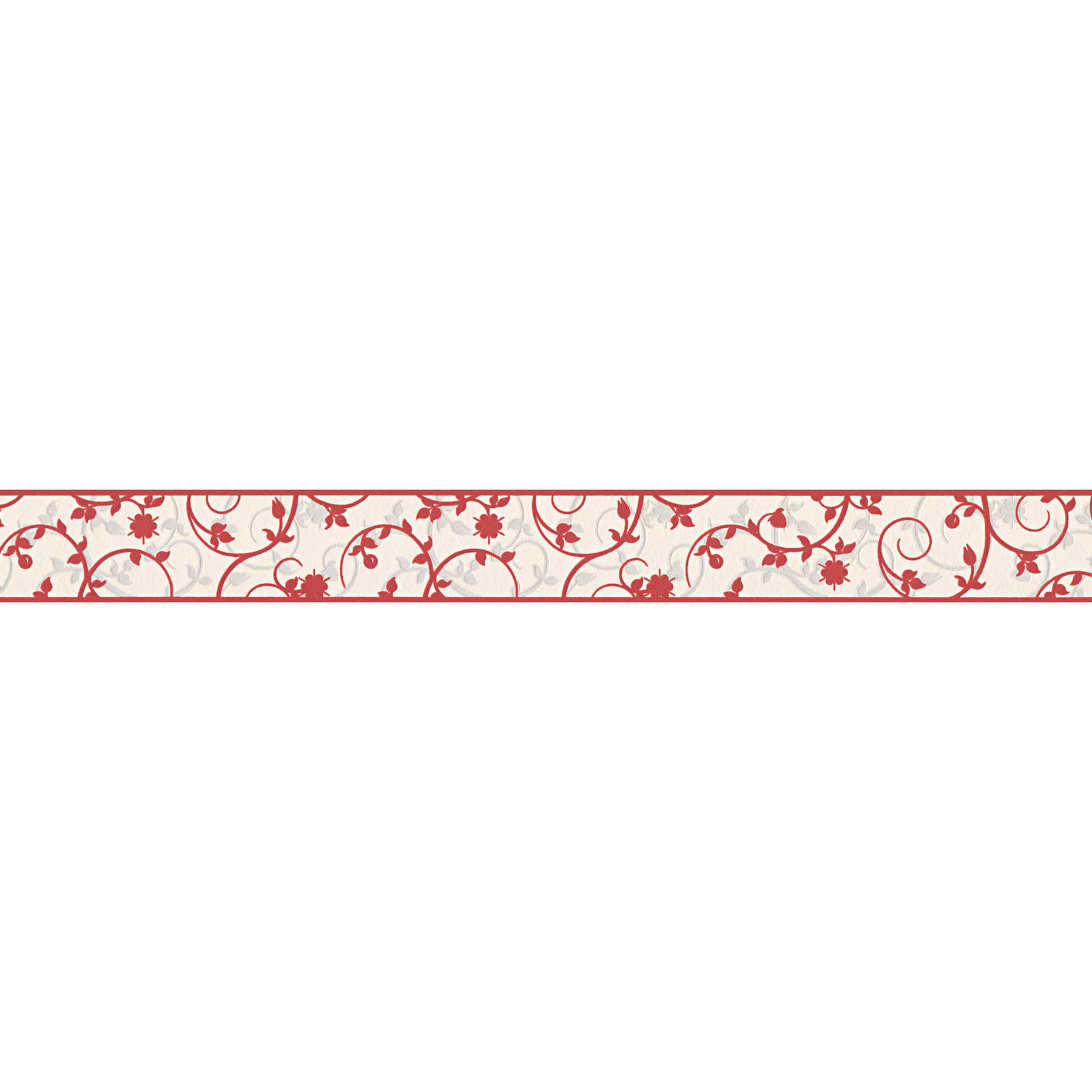         Tapetenbordüre mit Blumenranken – Rot, Weiß
    
