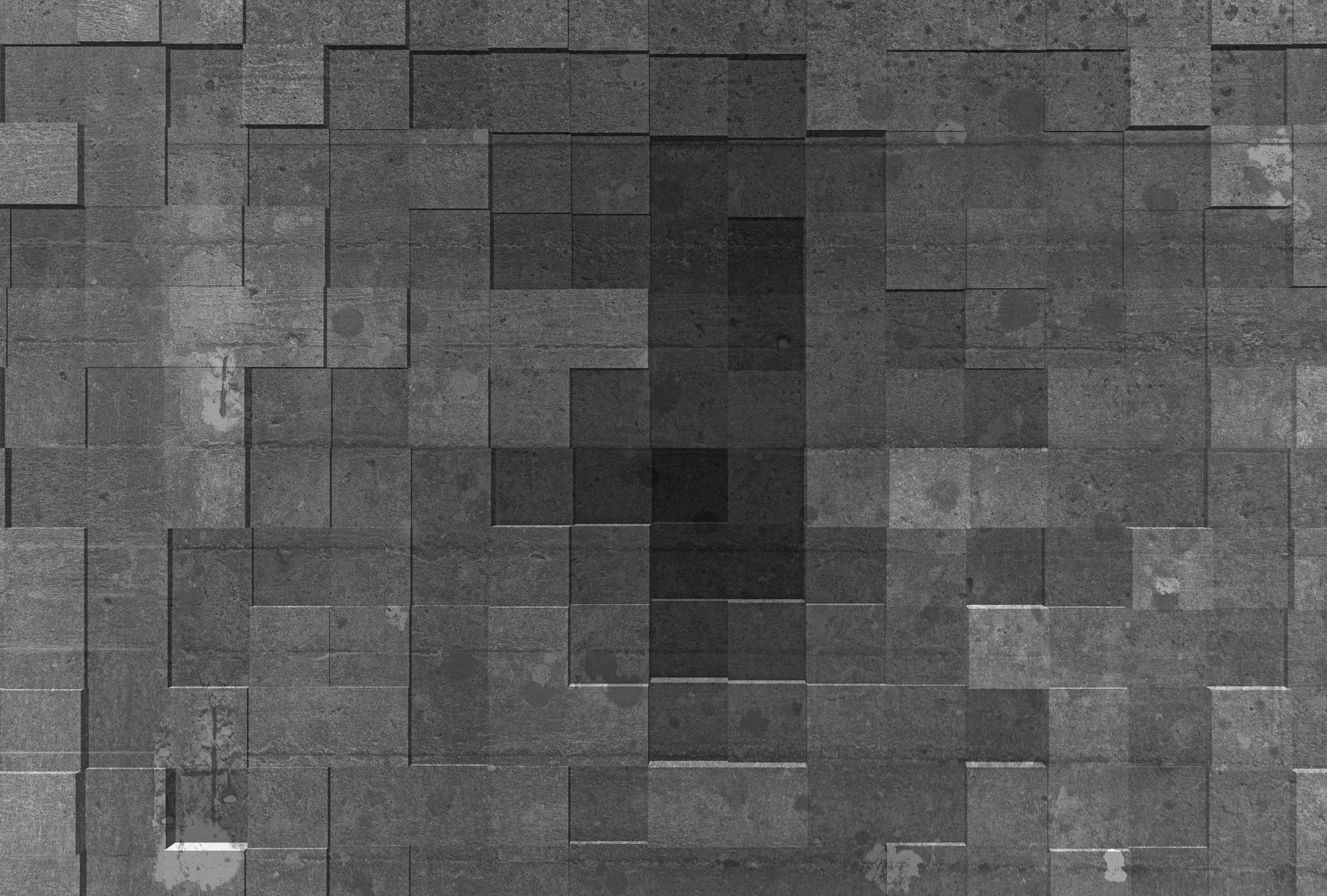             Fototapete dunkelgrau mit Betonoptik & 3D-Effekt – Grau, Schwarz
        