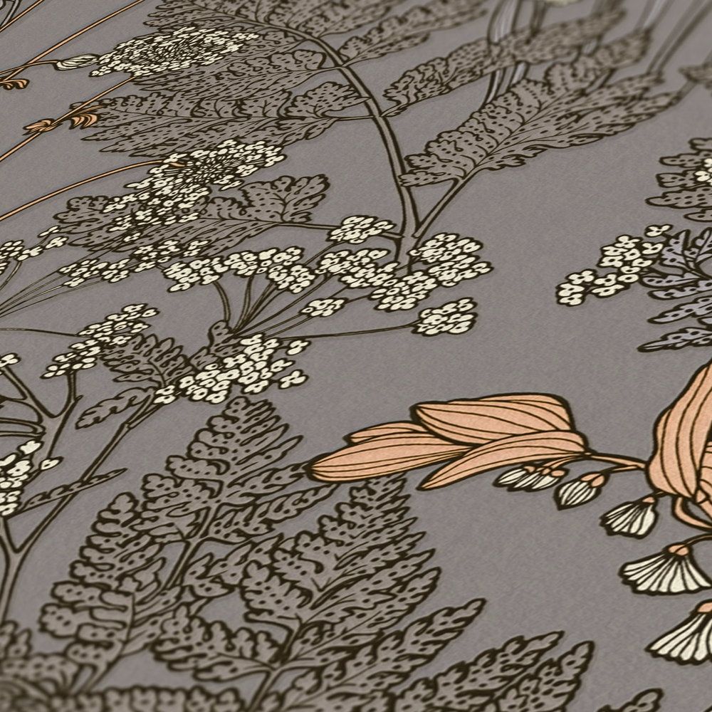            Tapete Taupe mit Blumen Design im modernen Stil – Grau, Beige, Gelb
        
