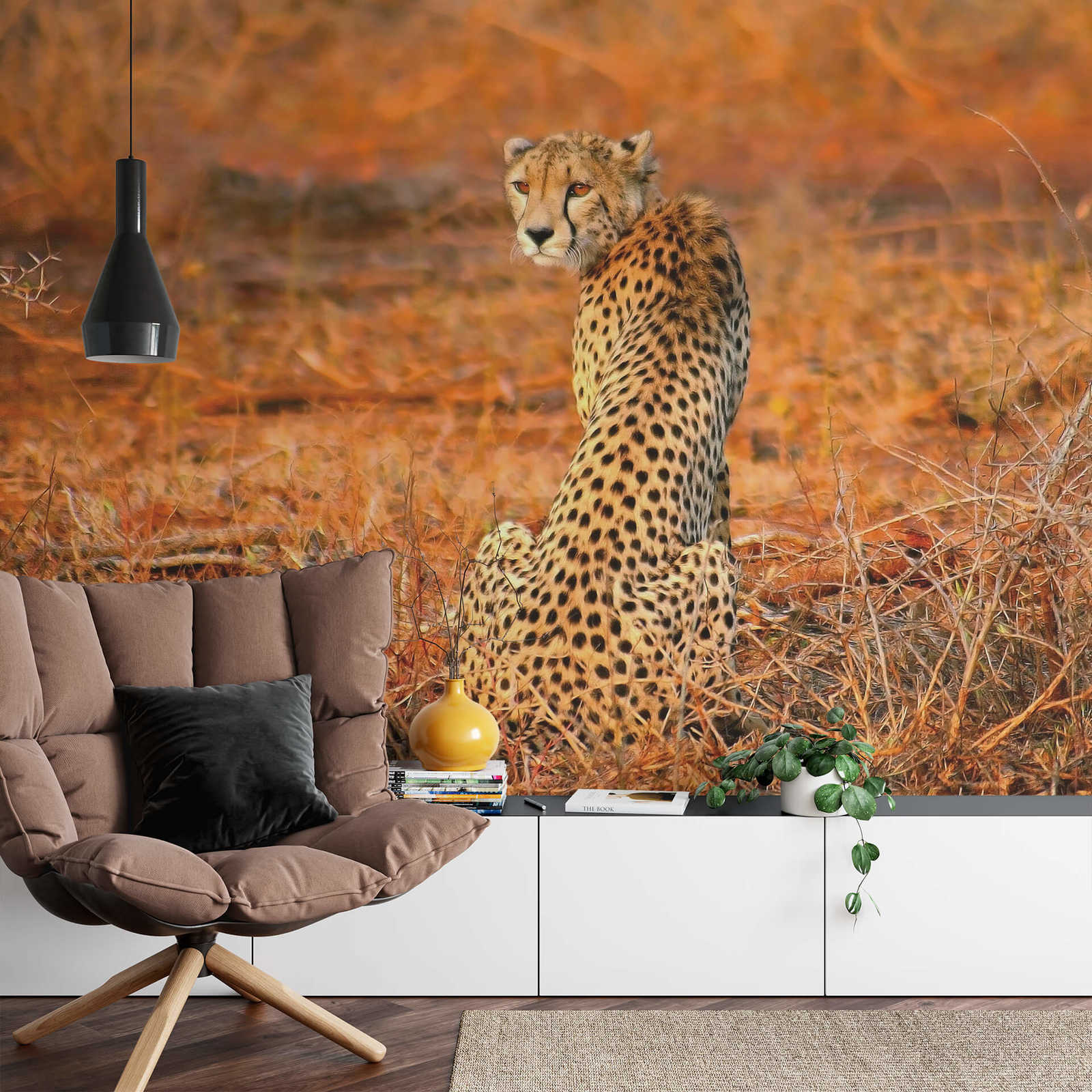             Fototapete Leopard in Natur – Gelb, Orange, Schwarz
        