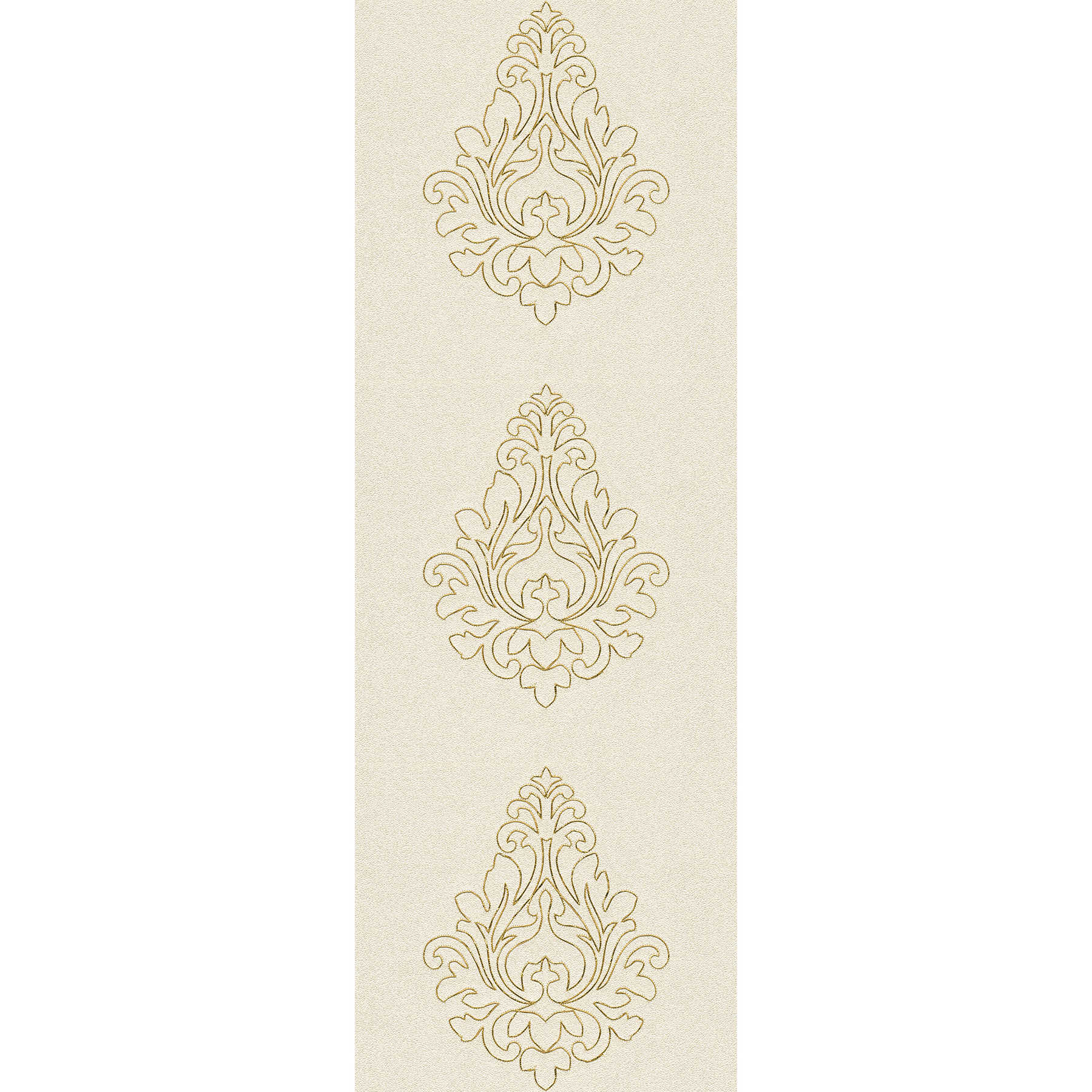         Premium-Wandpanel mit Ornamenten und starker Struktur – Creme, Gold
    