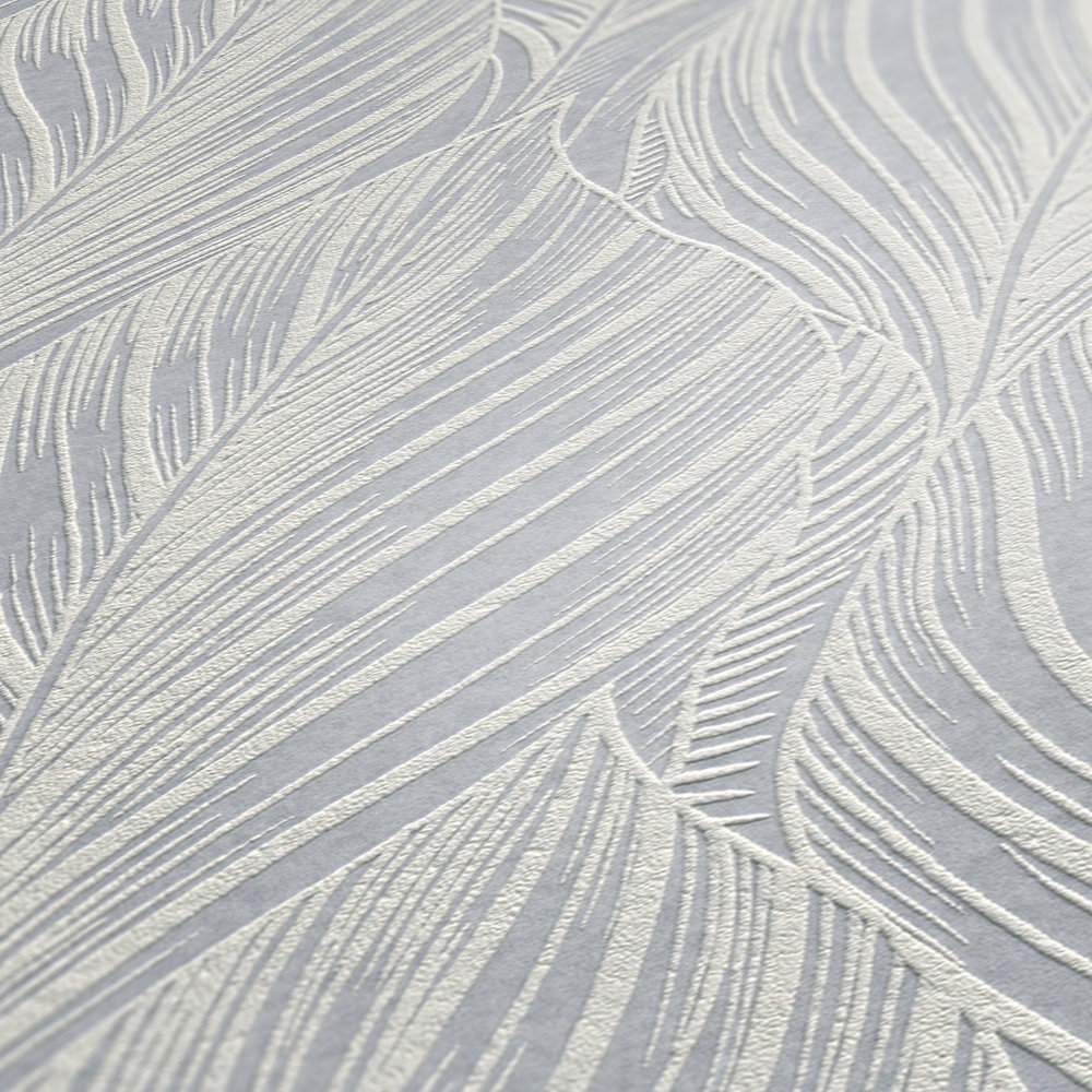             Überstreichbare Tapete mit Blättermotiv und 3D-Effekt – Weiß
        