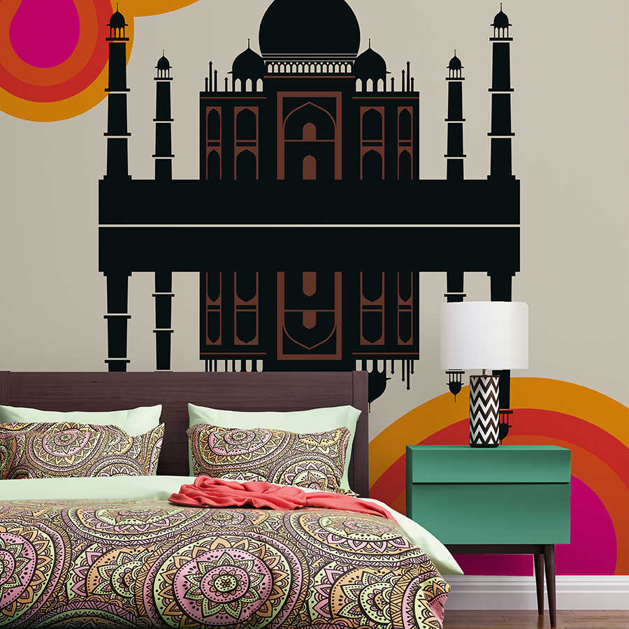 Fototapete Indien 60er Retro Design Taj Mahal

