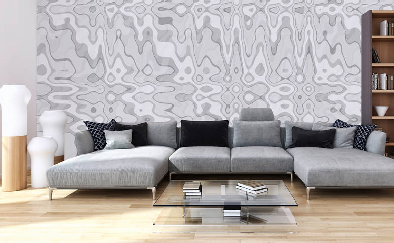             Retro Fototapete mit abstraktem Design – Grau, Weiß
        