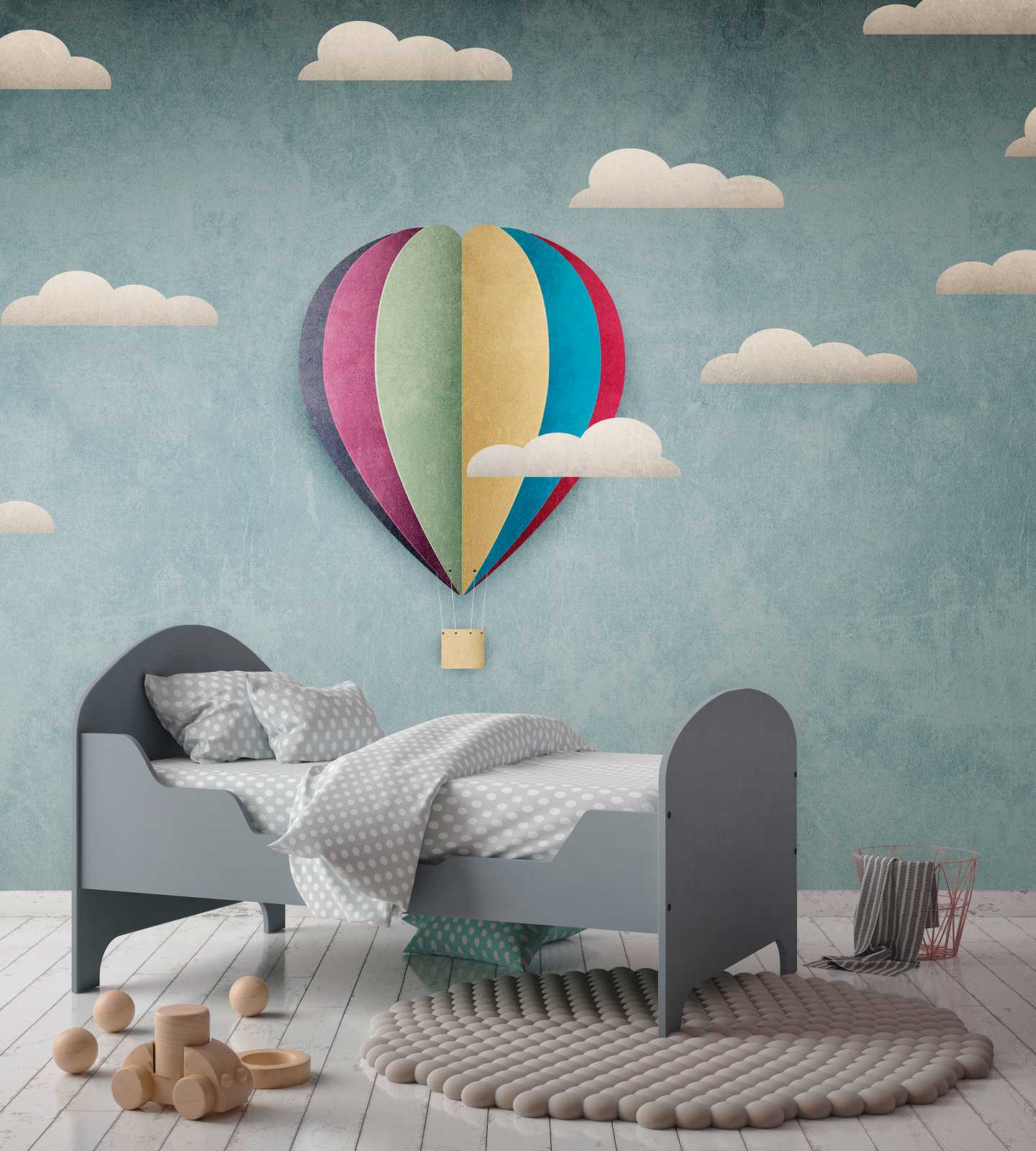             Tapeten-Neuheit | Motivtapete Heißluftballon & Wolkenhimmel für Kids
        
