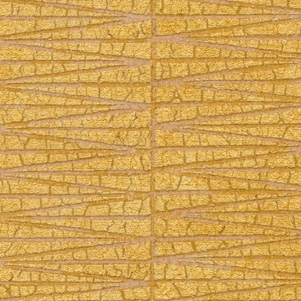             Senfgelbe Tapete mit natürlichem Strukturmuster – Gelb, Metallic
        