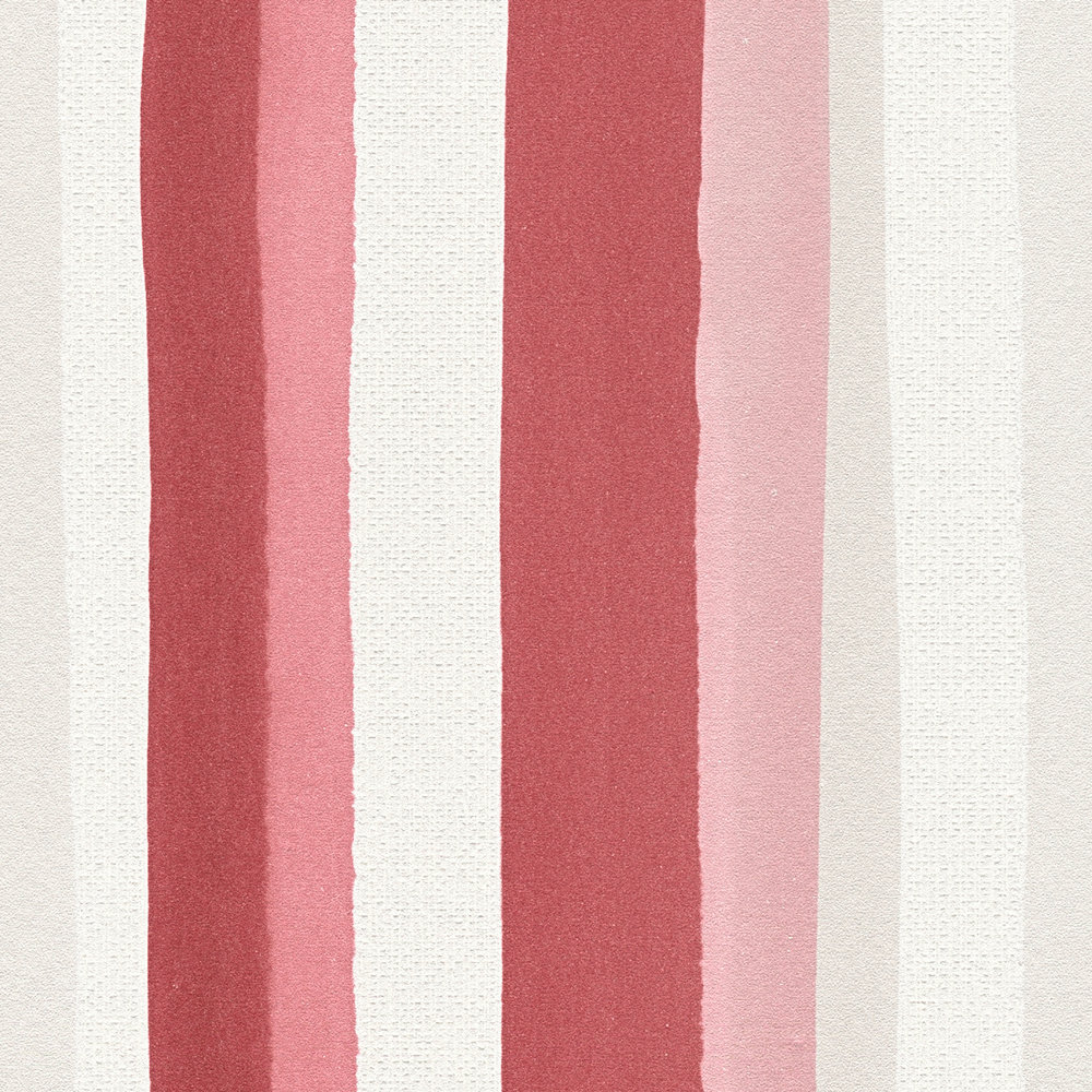             Vliestapete gestreift mit bunten Linien – Beige, Rot
        