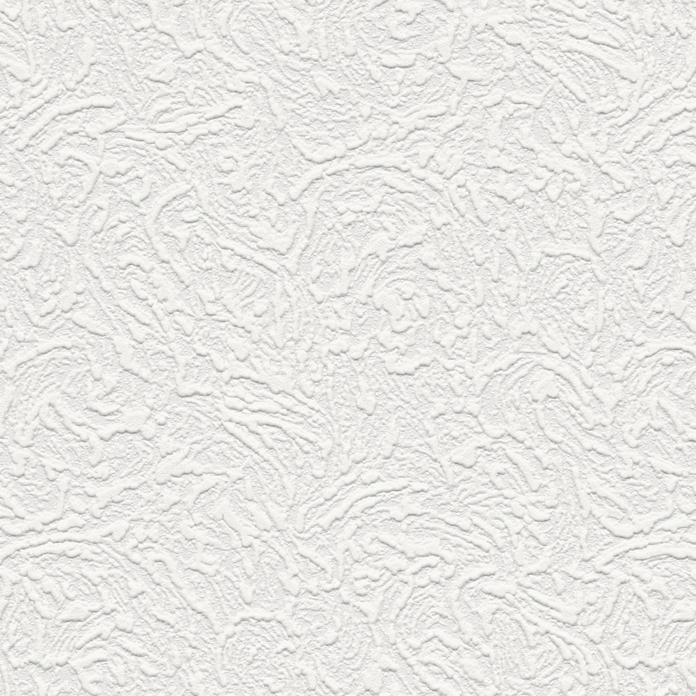             Papiertapete mit Schaumstruktur in Putzoptik – Weiß
        