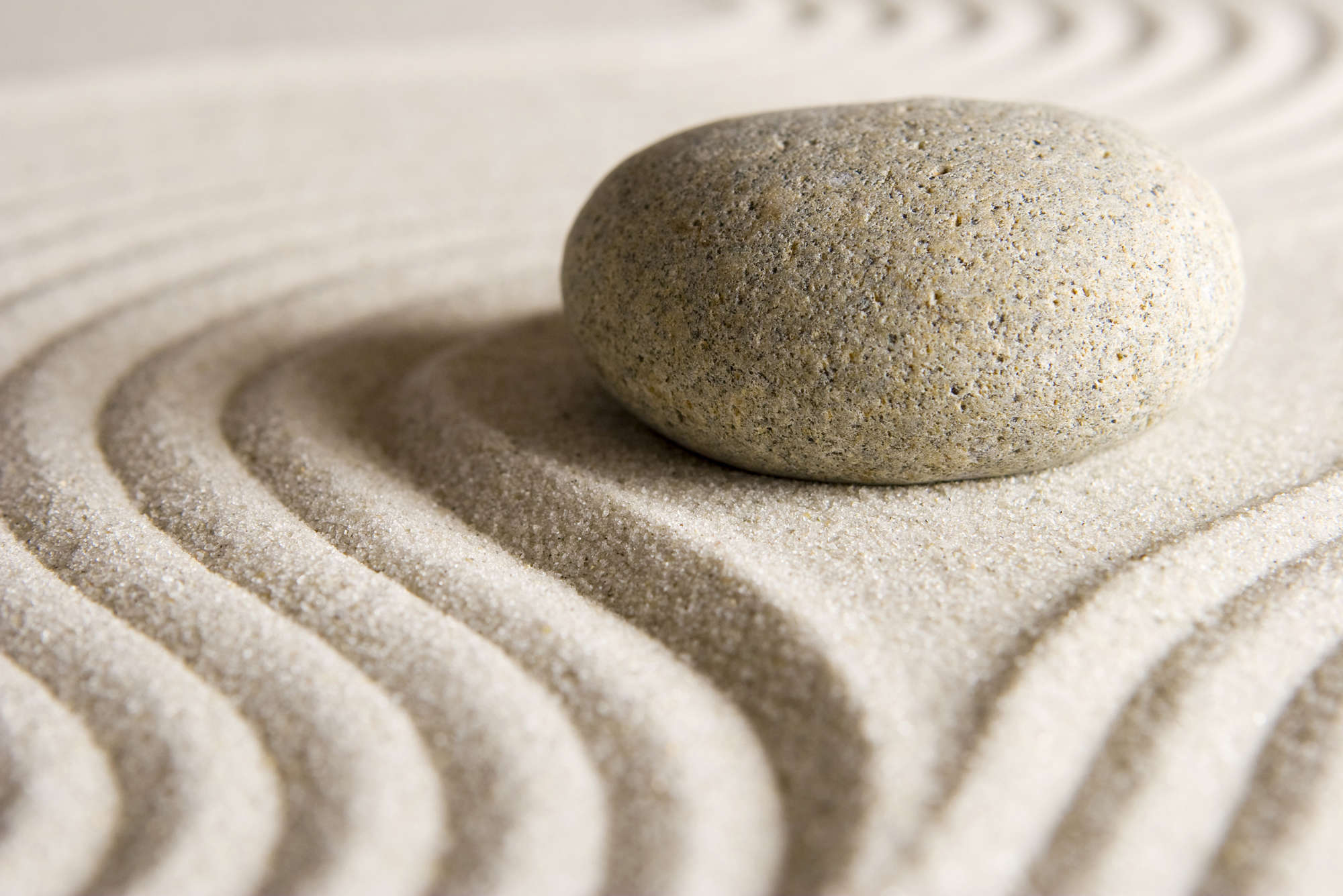             Fototapete Muster im Sand mit Stein – Perlmutt Glattvlies
        