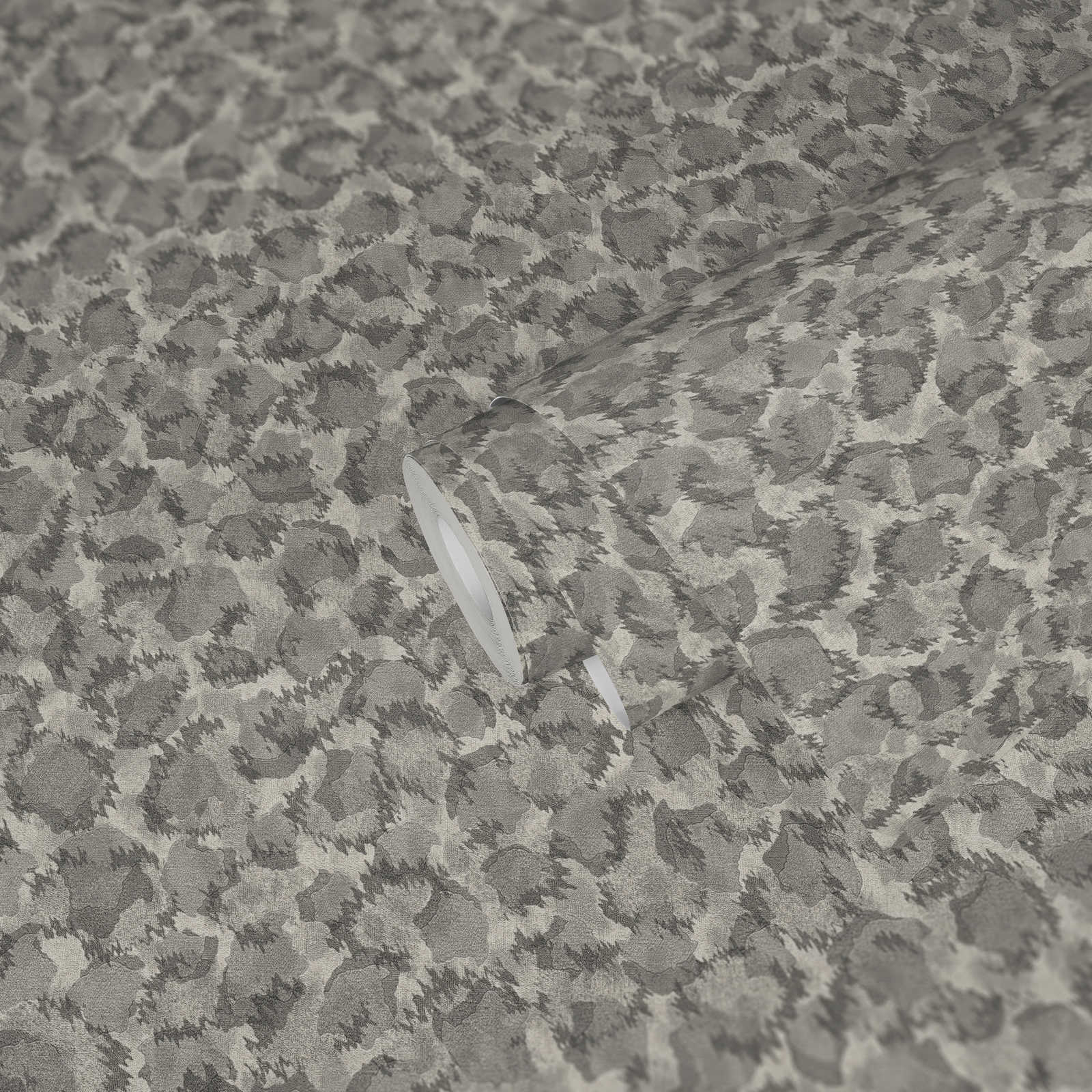             Vliestapete mit Tupfen Muster im Ethno Stil – Grau, Metallic
        