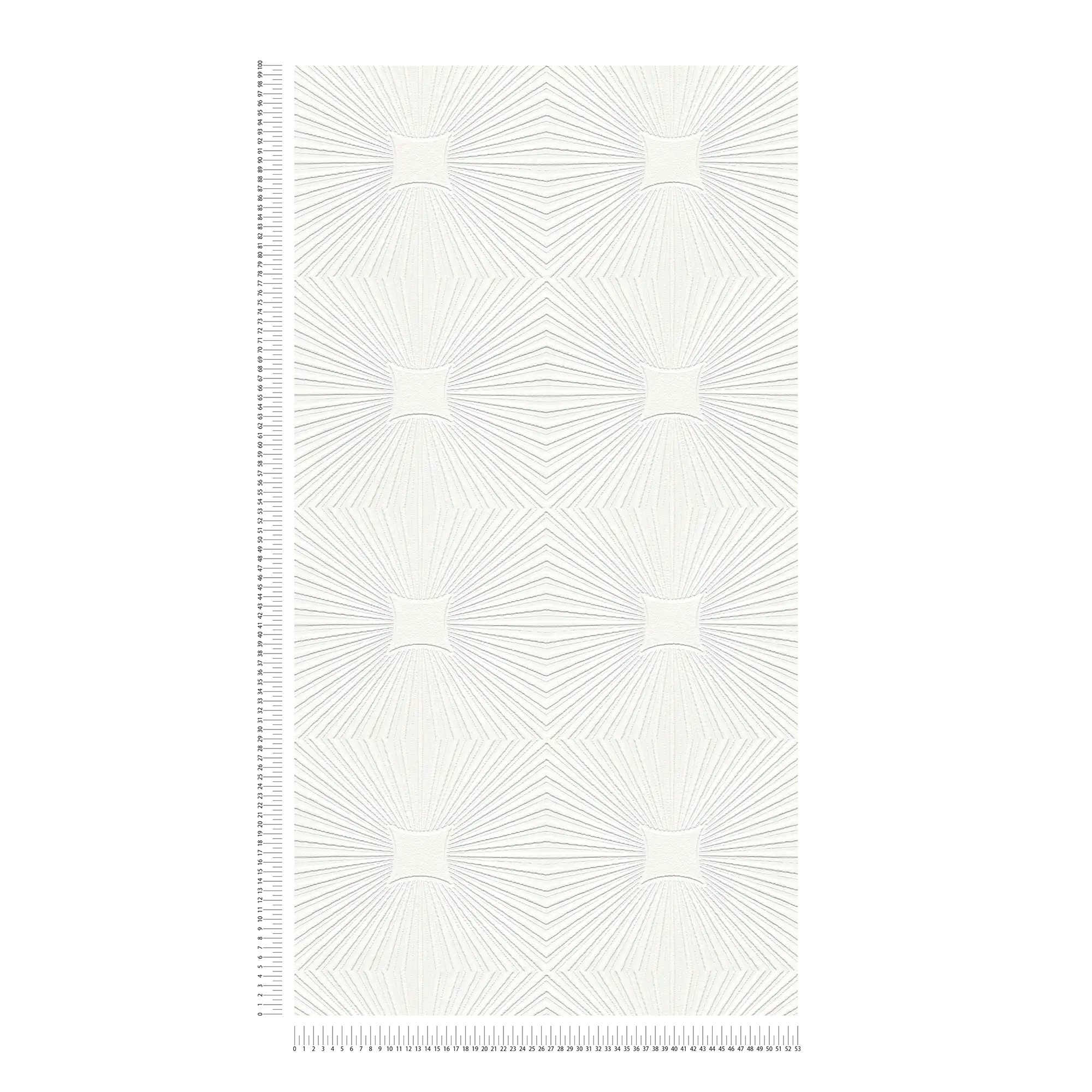             Weiße Tapete mit 3D Strukturdesign Retro Muster
        
