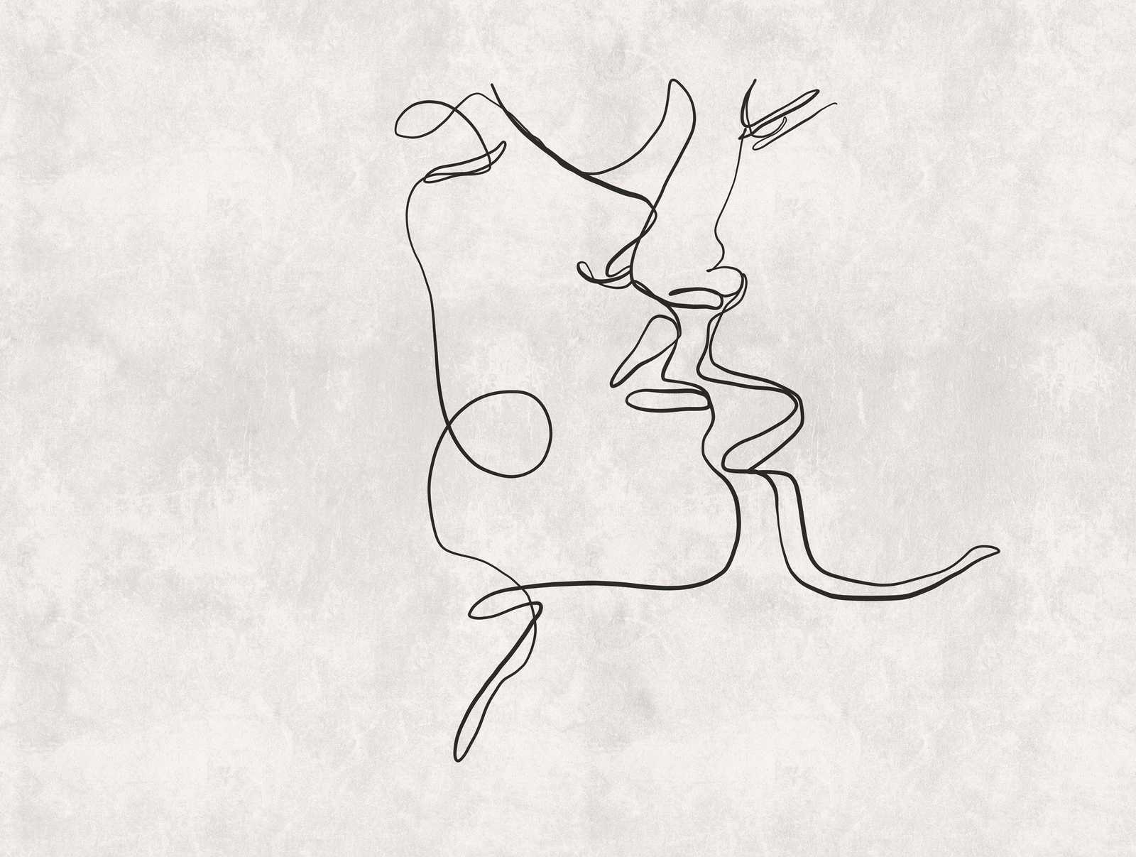             Tapeten-Neuheit – Line Art Motivtapete Kuss mit Putzoptik
        