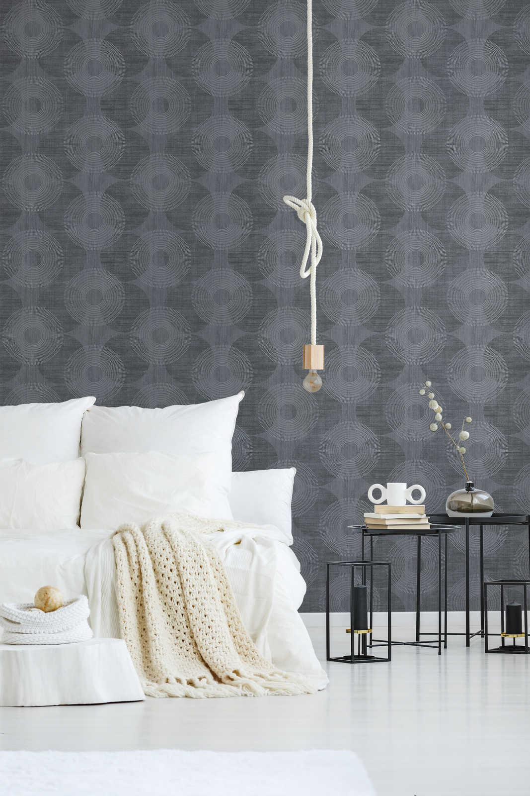             Scandinavian Style Tapete mit modernem Muster – Schwarz
        