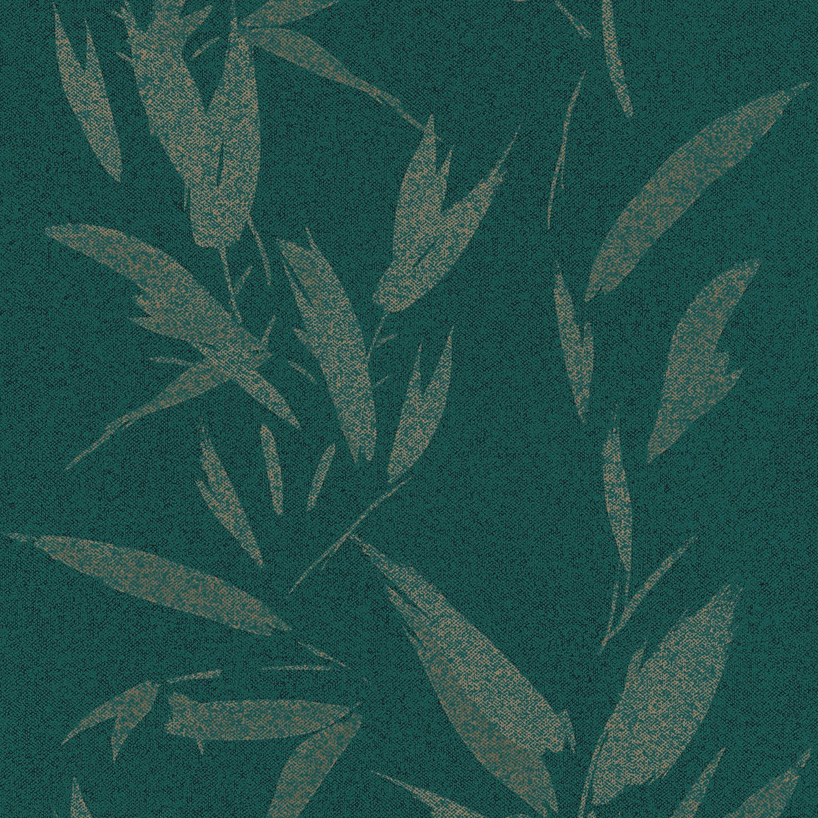 Blätter Tapete abstrakt mit Textiloptik – Grün, Beige
