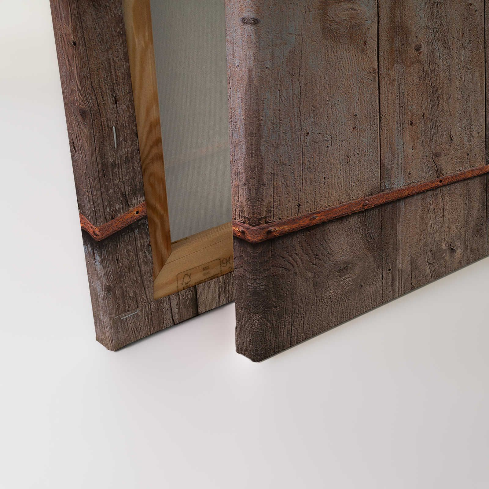            Holz Leinwandbild Scheunentor Bretteroptik im Used Look – 0,90 m x 0,60 m
        