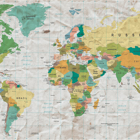 Fototapete Weltkarte Länder der Welt im Retro Look
