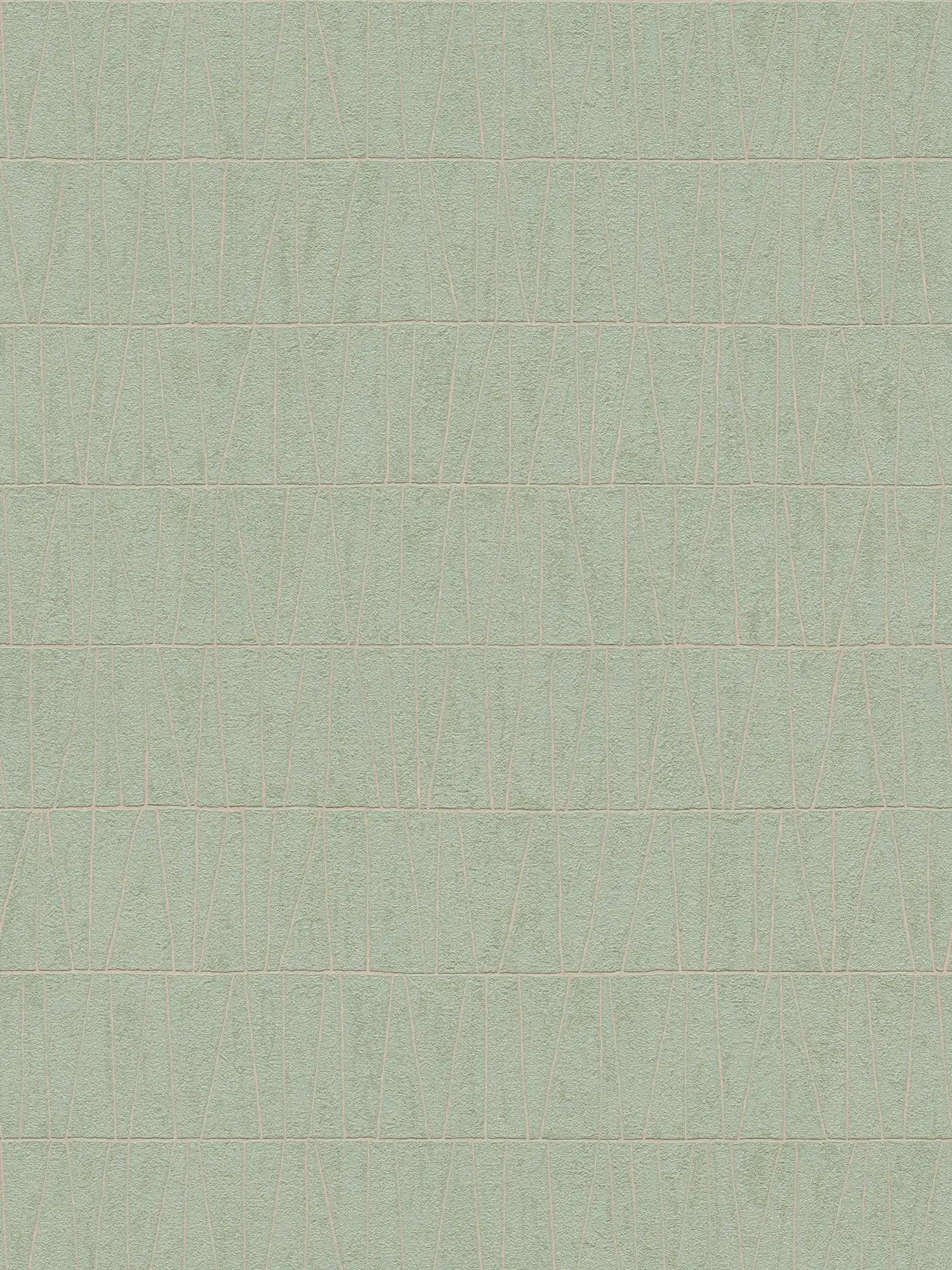 Bemusterte Tapete mit geometischem Mosaik – Grün, Gold
