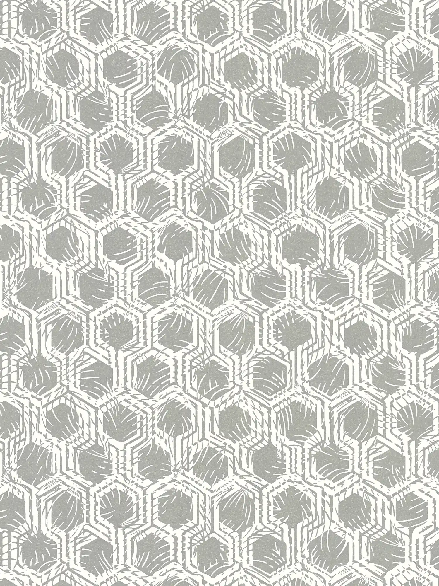         Geometrische Mustertapete mit Metallic-Farben – Silber, Weiß
    