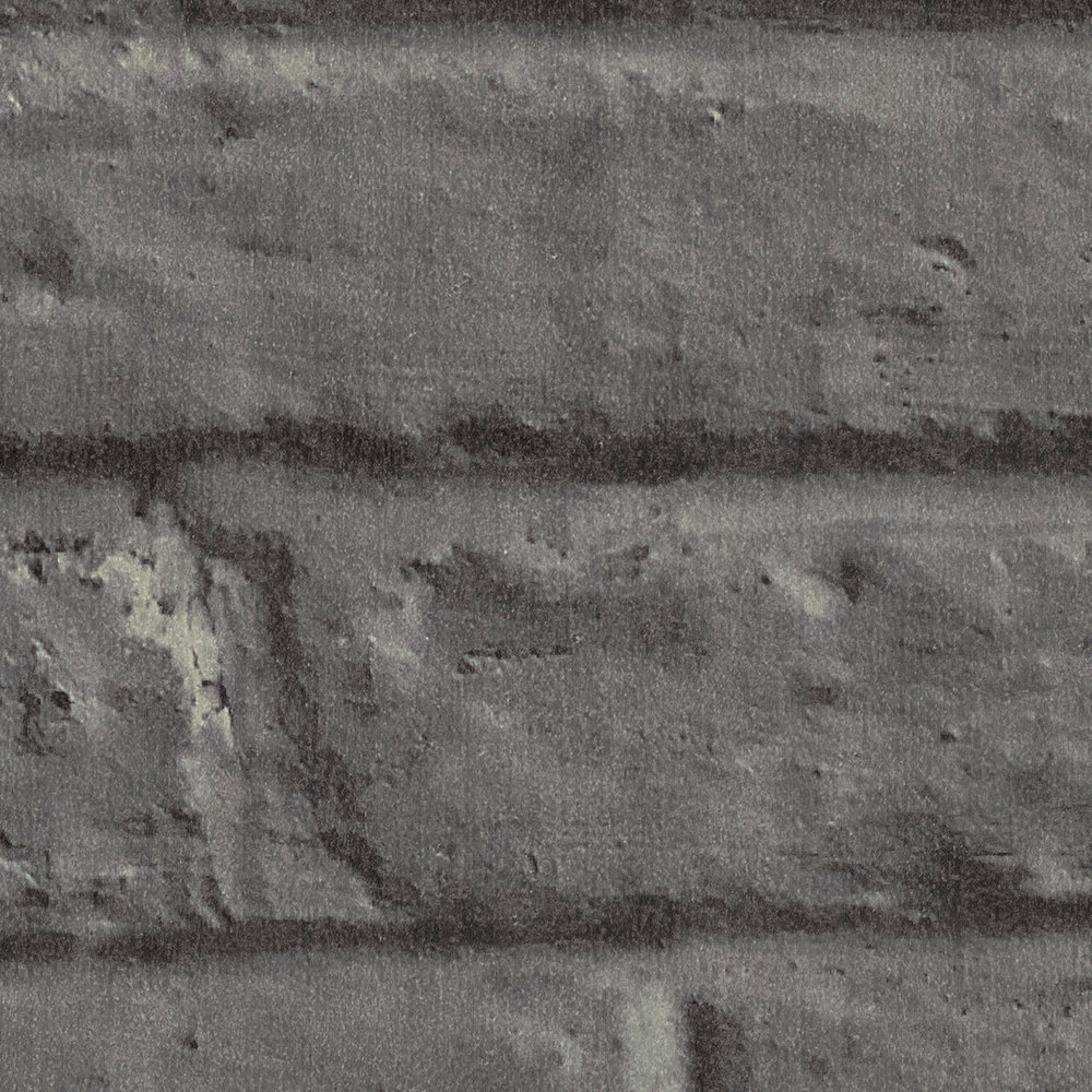             Steintapete in glatter Backsteinoptik – Grau, Schwarz
        