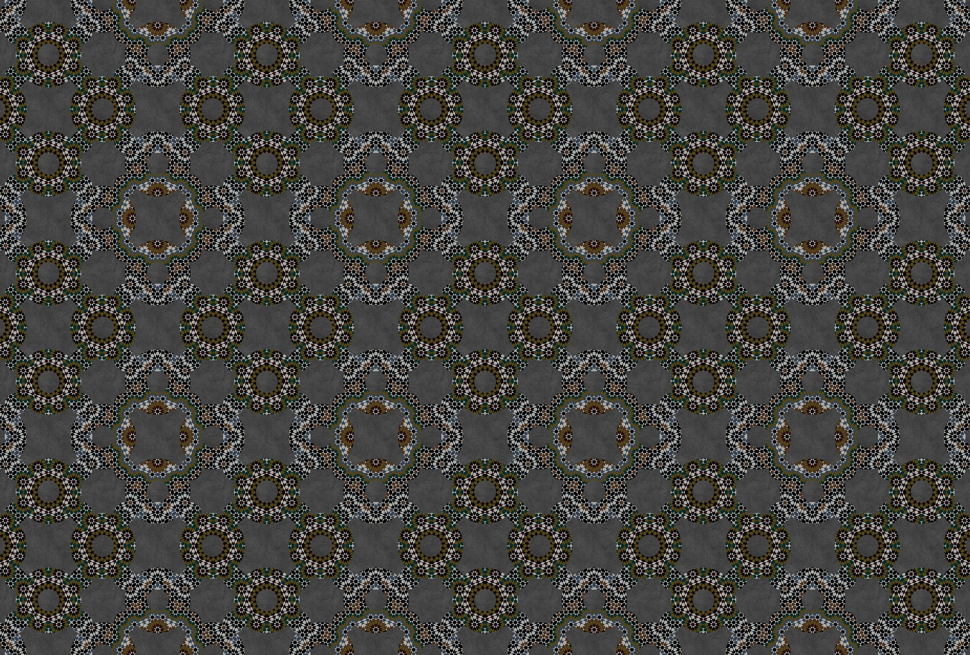             Muster Fototapete Anthrazit mit Mosaik Design
        