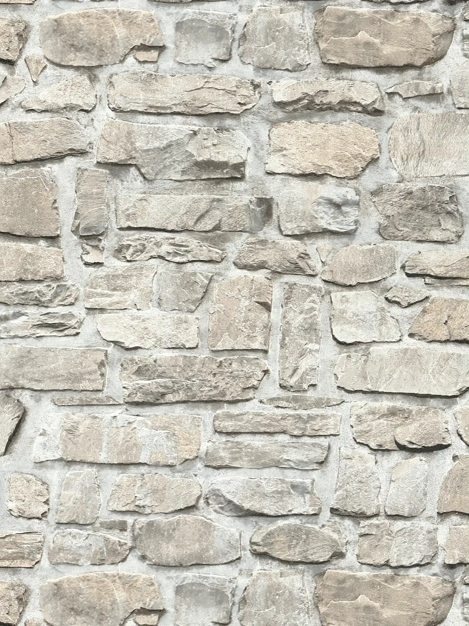         Steintapete mit Naturstein Mauerwerk – Grau, Beige
    