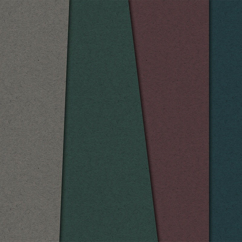 Layered Cardboard 1 - Fototapete mit dunklen Farbflächen in Pappe Struktur – Braun, Grün | Premium Glattvlies
